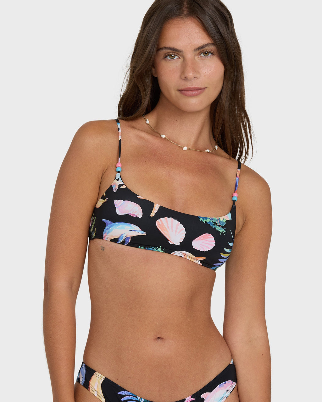 Billabong Party Wave Jaclyn Crop Bralette Bikini Top - Black Pebble