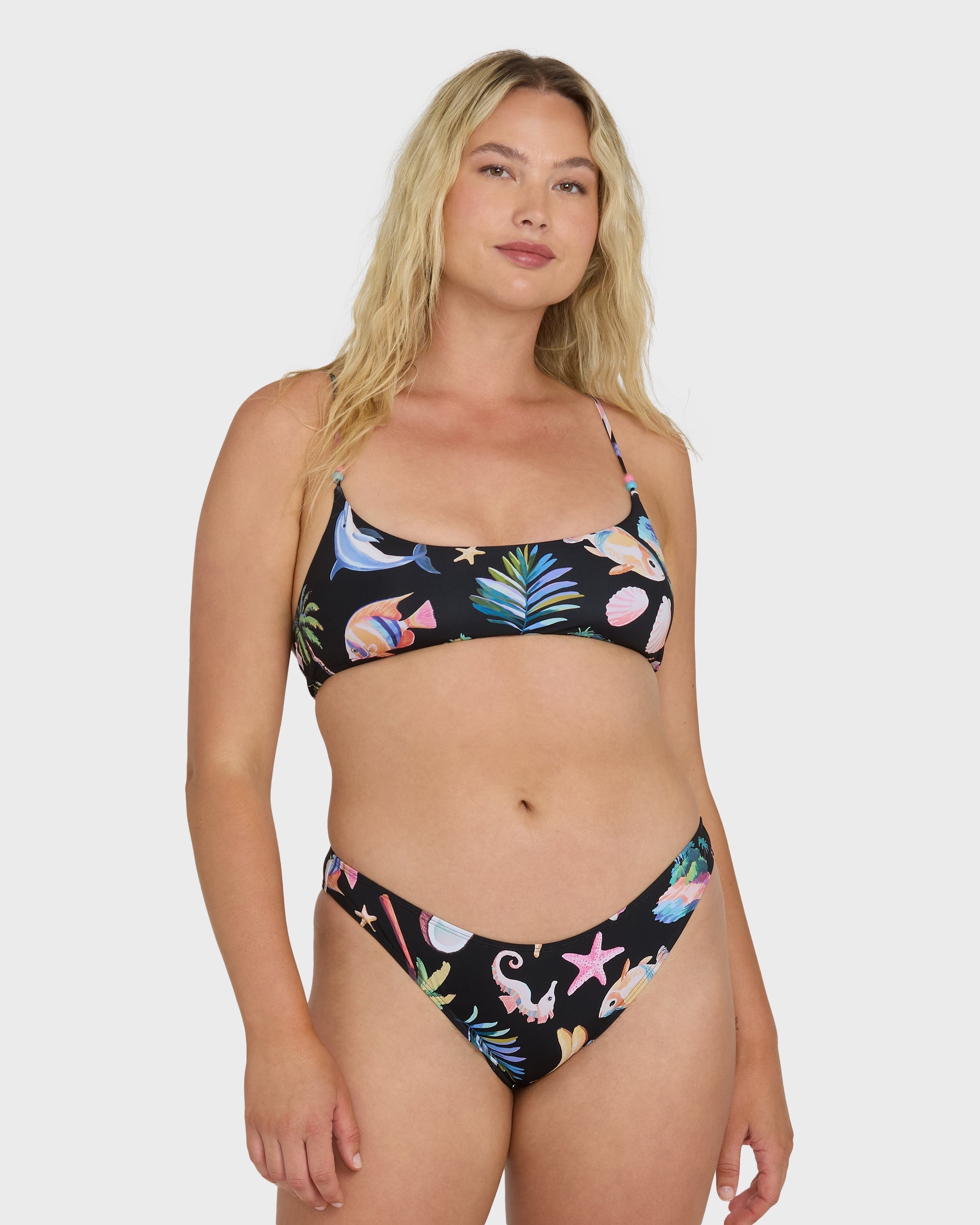 Billabong Party Wave Jaclyn Crop Bralette Bikini Top - Black Pebble