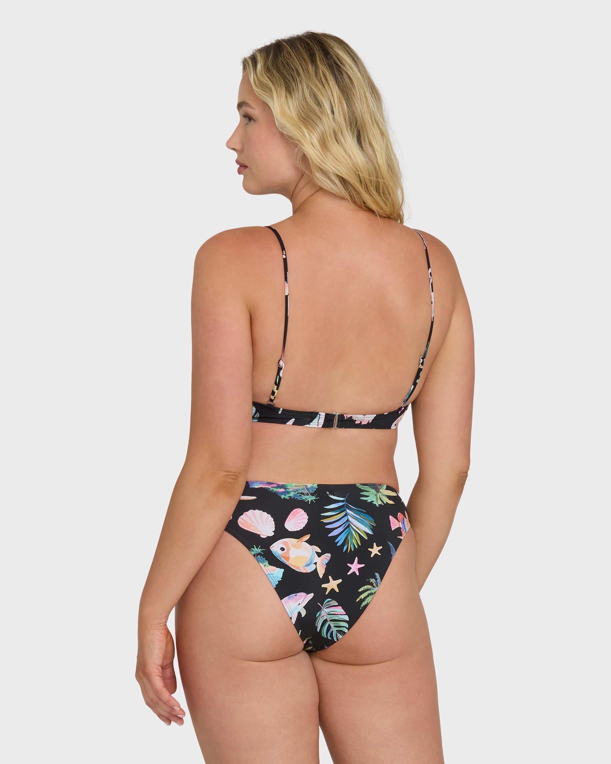 Billabong Party Wave Jaclyn Crop Bralette Bikini Top - Black Pebble
