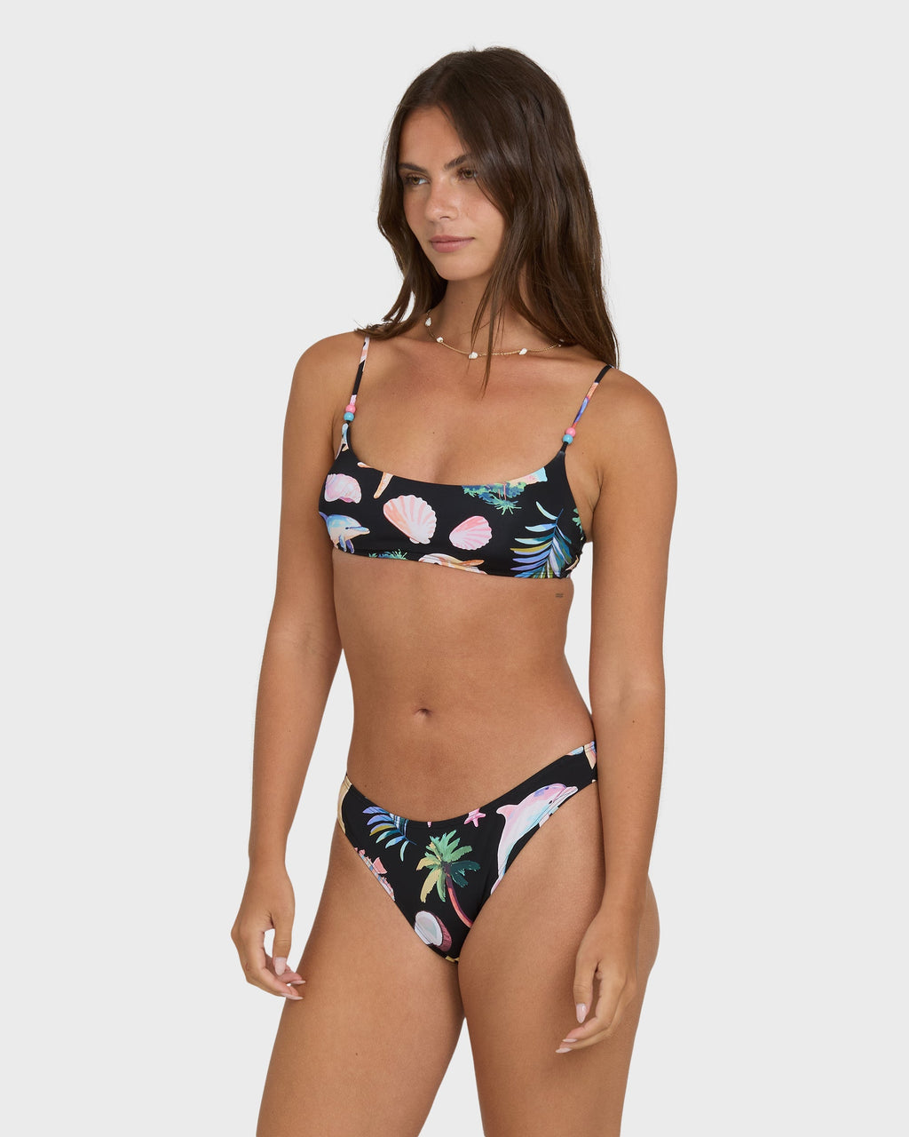 Billabong Party Wave Jaclyn Crop Bralette Bikini Top - Black Pebble