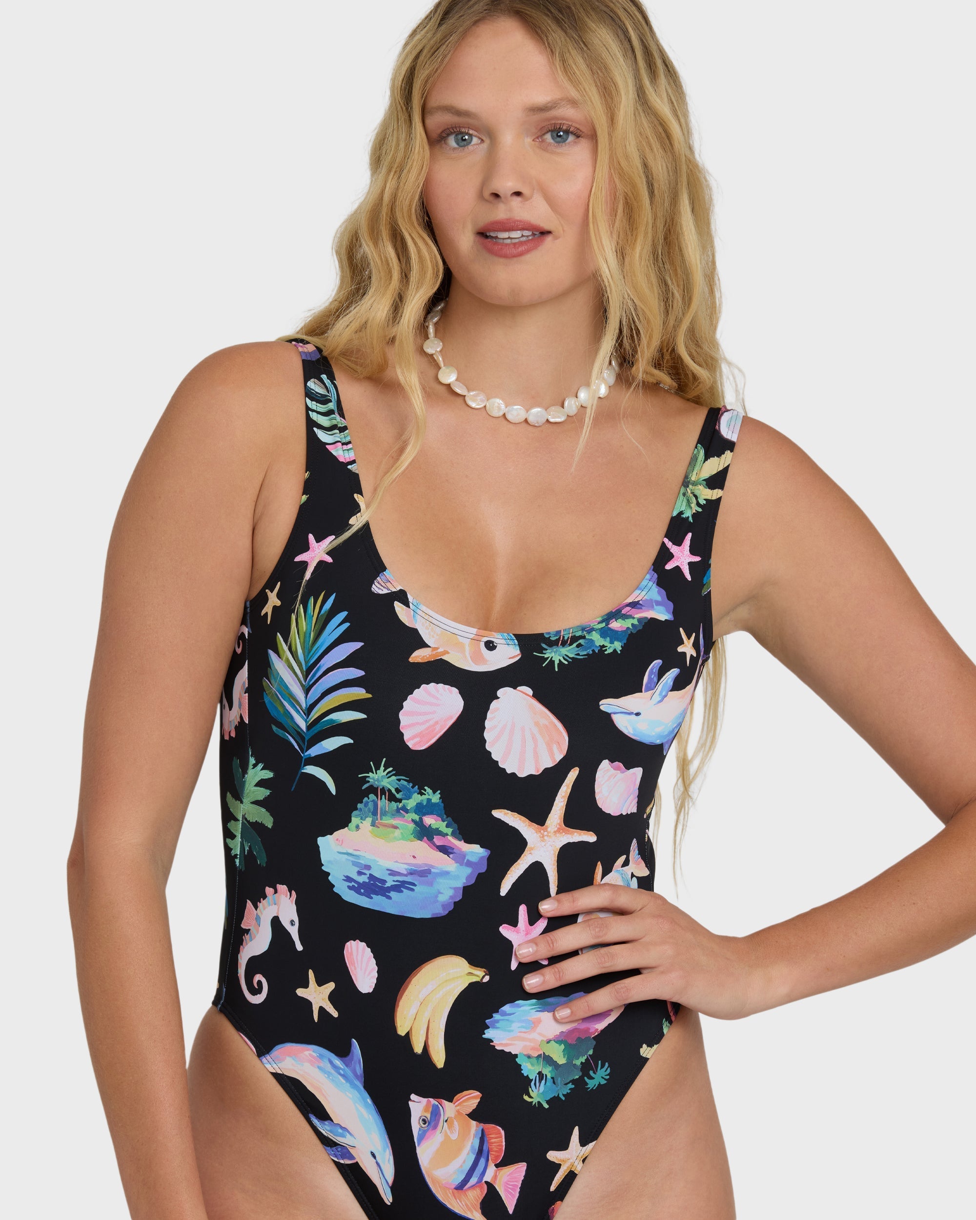 Billabong Party Wave Tanker One Piece Swimsuit - Black Pebble