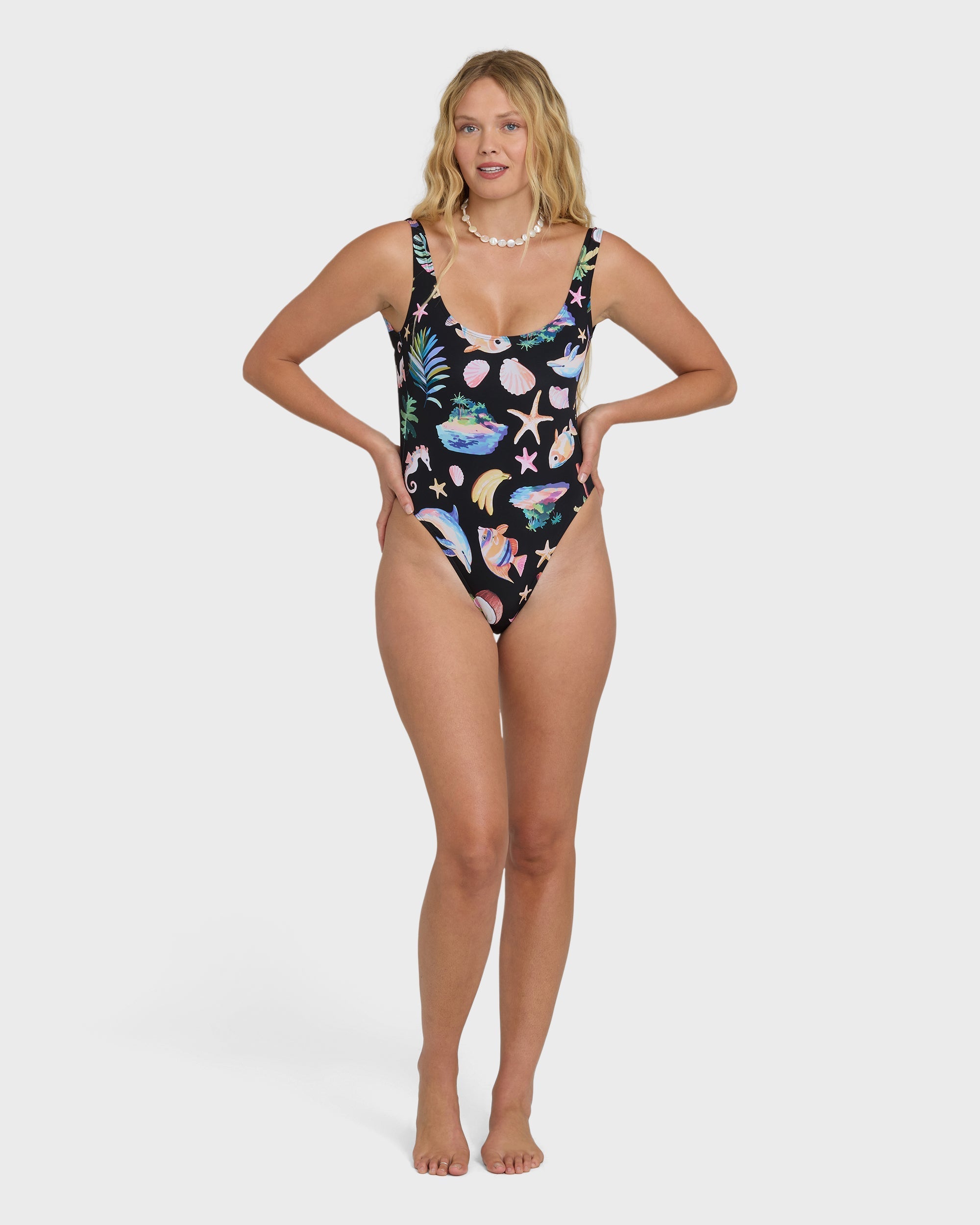 Billabong Party Wave Tanker One Piece Swimsuit - Black Pebble
