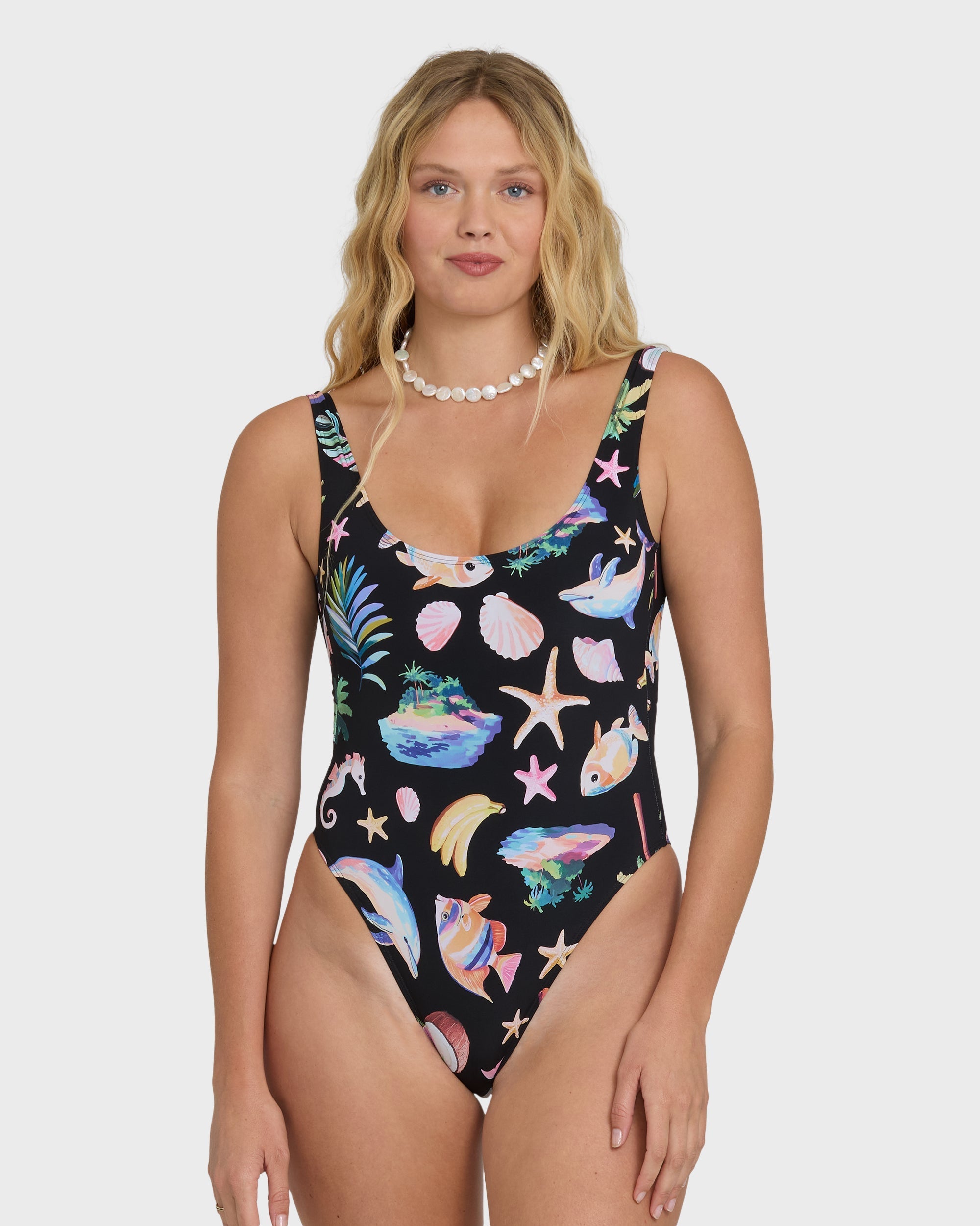 Billabong Party Wave Tanker One Piece Swimsuit - Black Pebble