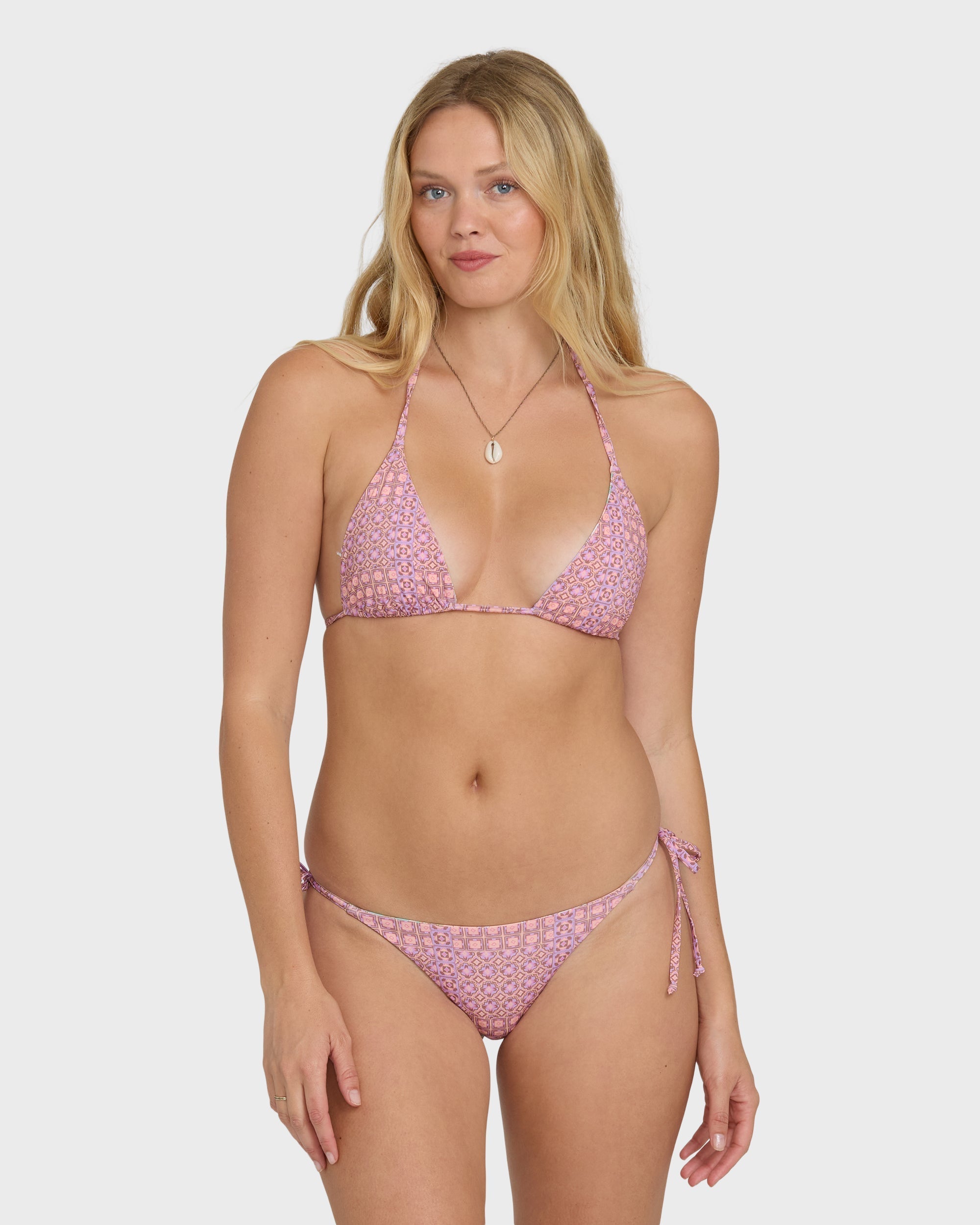 Billabong Dreamy Daze Reversible Tie-Side Tanga Bikini Bottoms - Sweet Lilac