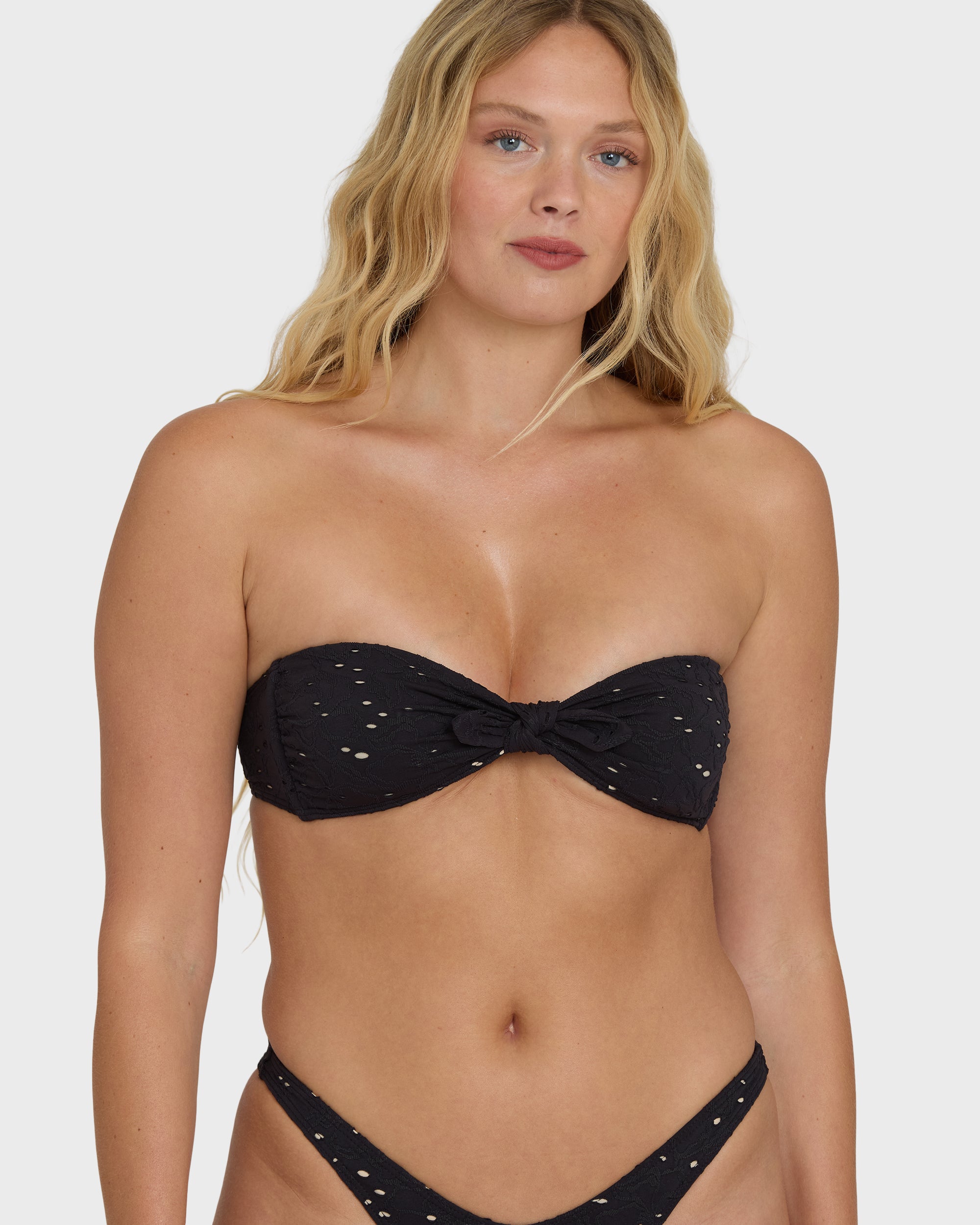 Billabong Eye On You Hanky Tie Bandeau Bikini Top - Black Pebble