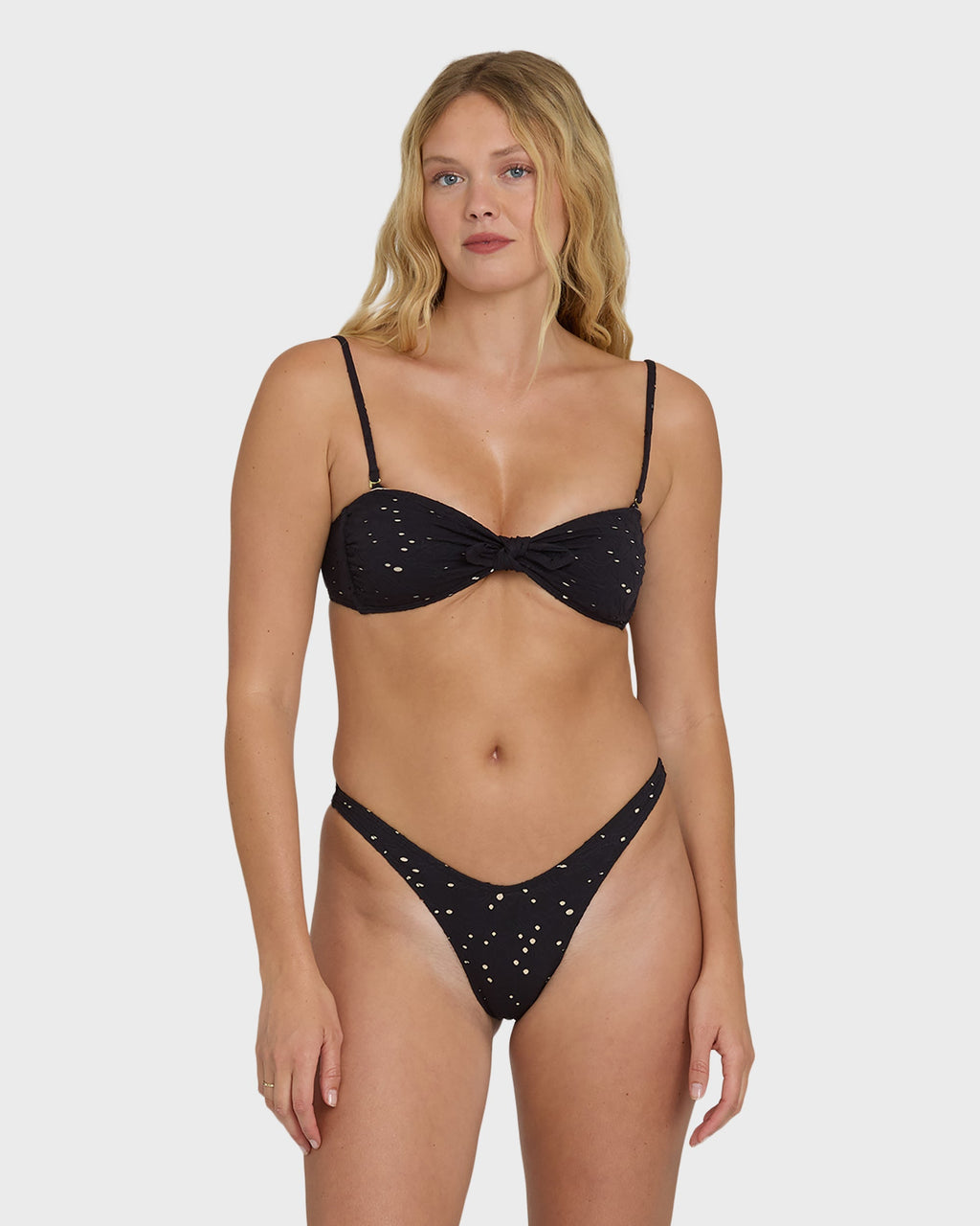 Billabong Eye On You Hanky Tie Bandeau Bikini Top - Black Pebble