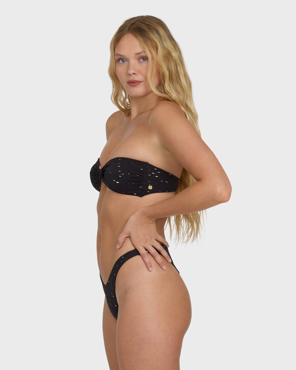 Billabong Eye On You Hanky Tie Bandeau Bikini Top - Black Pebble