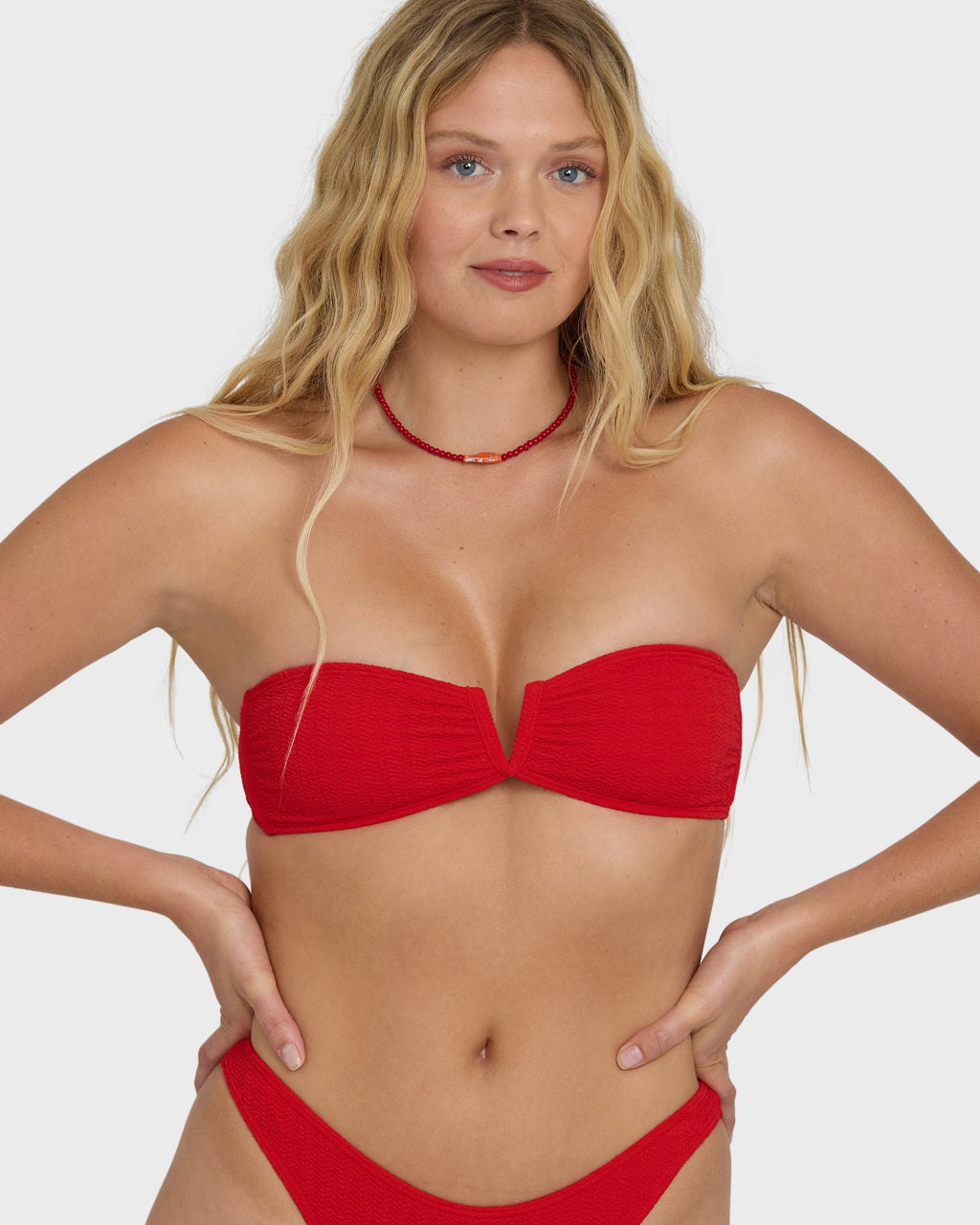 Billabong Rising Tide V Bandeau Bikini Top - Fiesta Red
