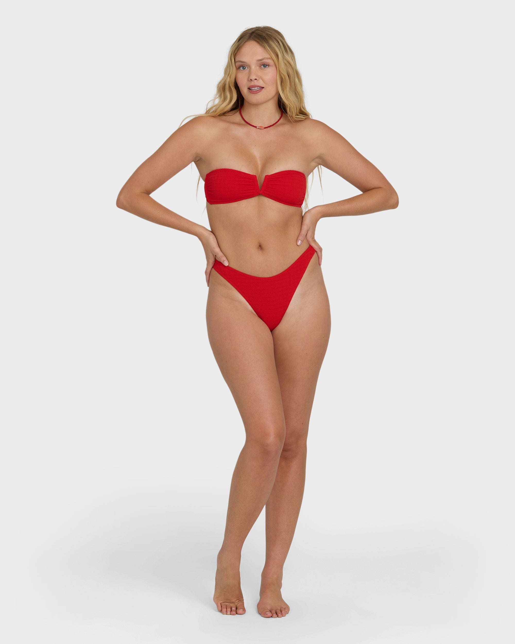Billabong Rising Tide V Bandeau Bikini Top - Fiesta Red