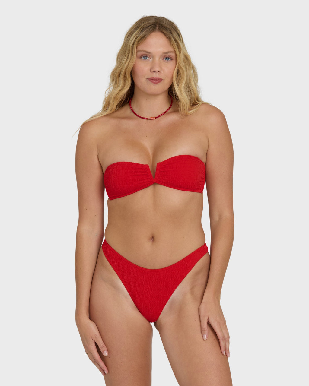 Billabong Rising Tide V Bandeau Bikini Top - Fiesta Red