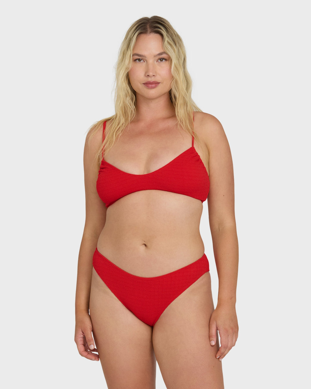 Billabong Rising Tide Ruched V Bralette Bikini Top - Fiesta Red