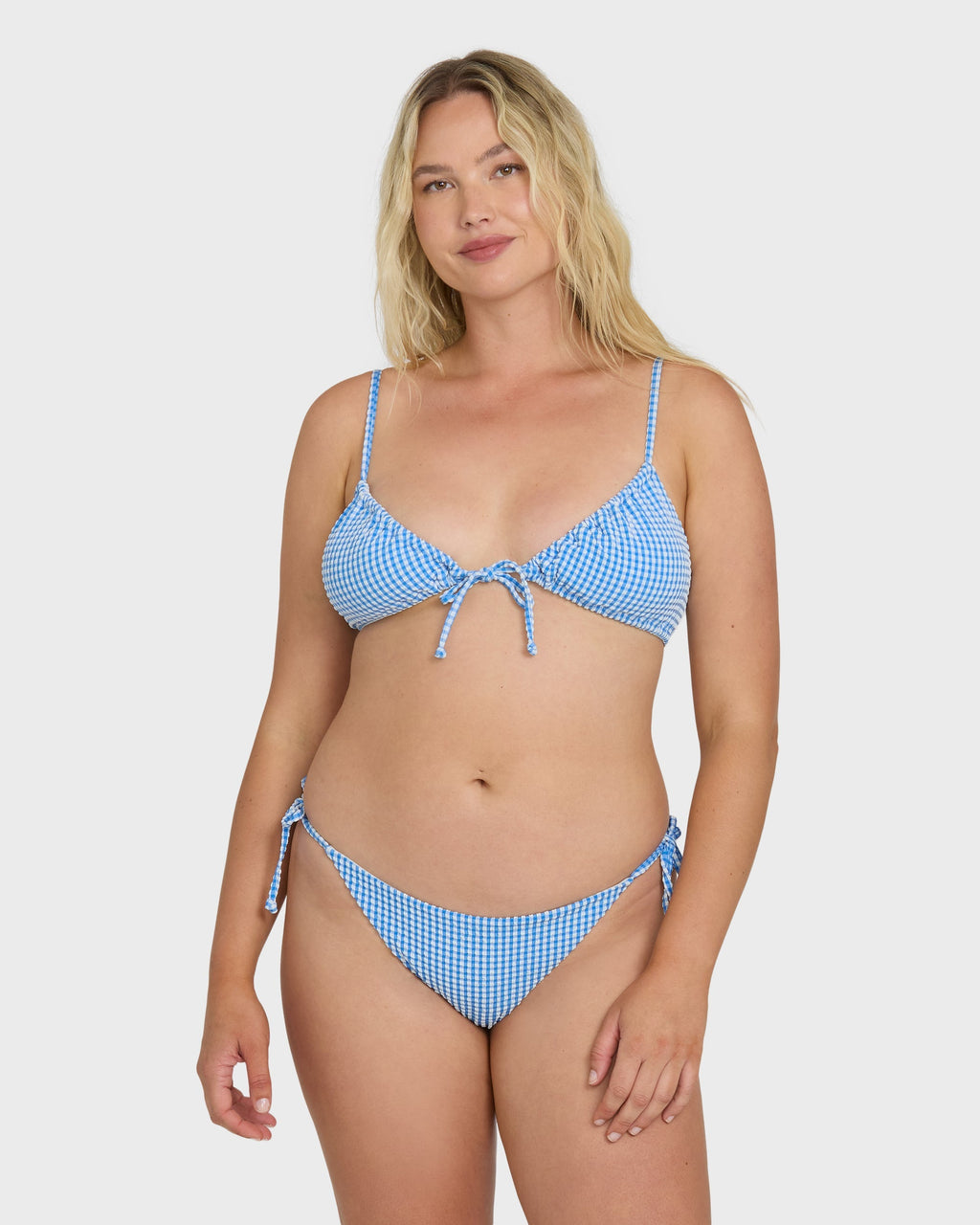 Billabong Mini Wave Check Cara Bralette Bikini Top - True Blue