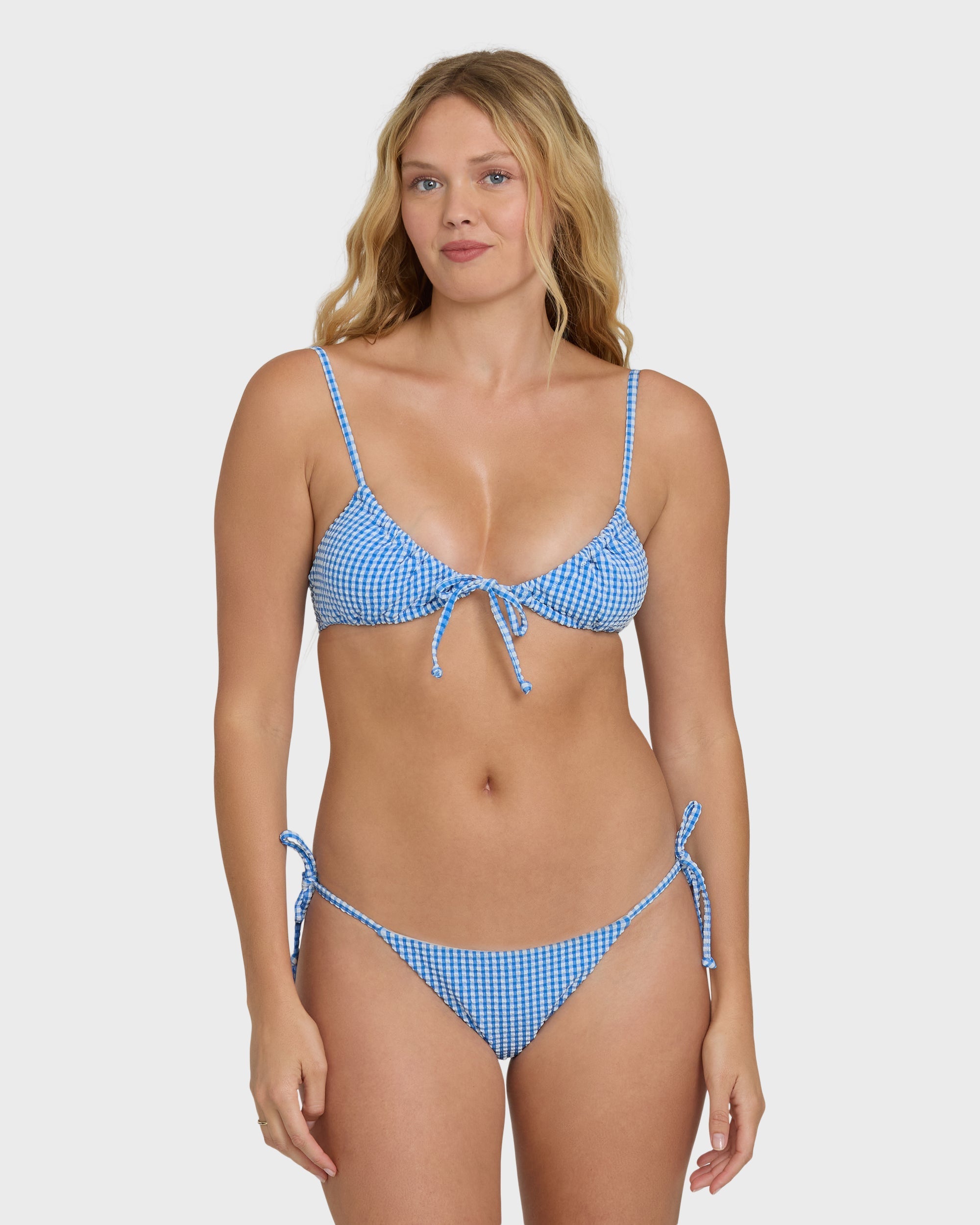 Billabong Mini Wave Check Cara Bralette Bikini Top - True Blue