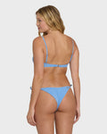 Billabong Mini Wave Check Tie-Side Tanga Bikini Bottoms - True Blue
