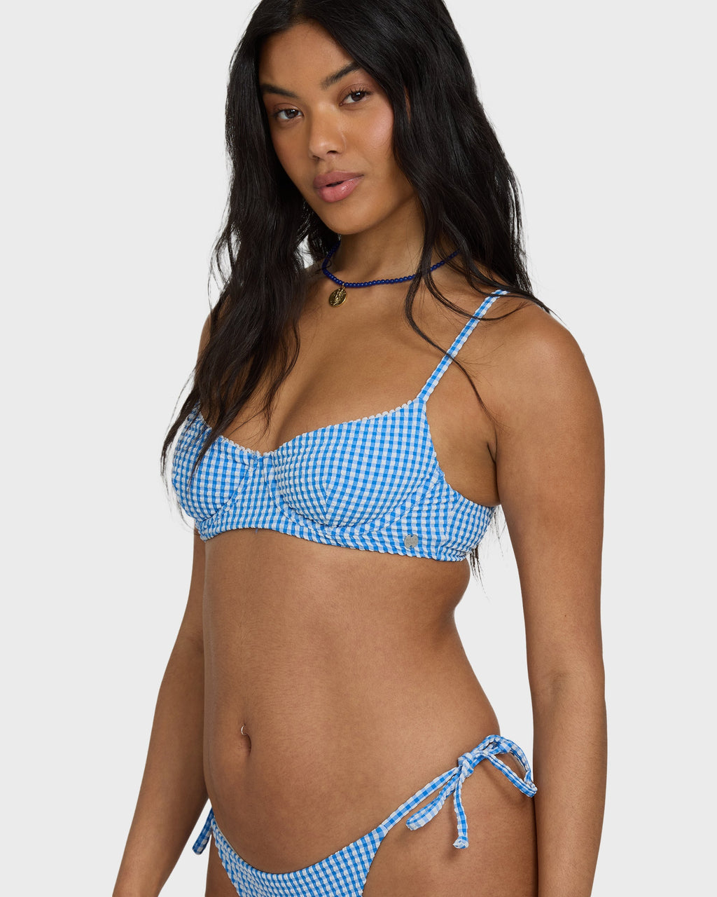 Billabong Mini Wave Check Helena Underwire Bikini Top - True Blue