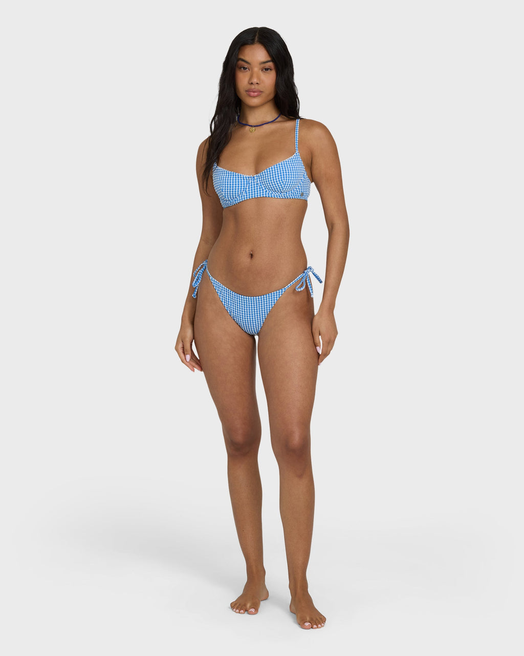 Billabong Mini Wave Check Helena Underwire Bikini Top - True Blue