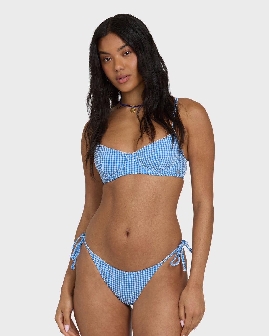 Billabong Mini Wave Check Helena Underwire Bikini Top - True Blue
