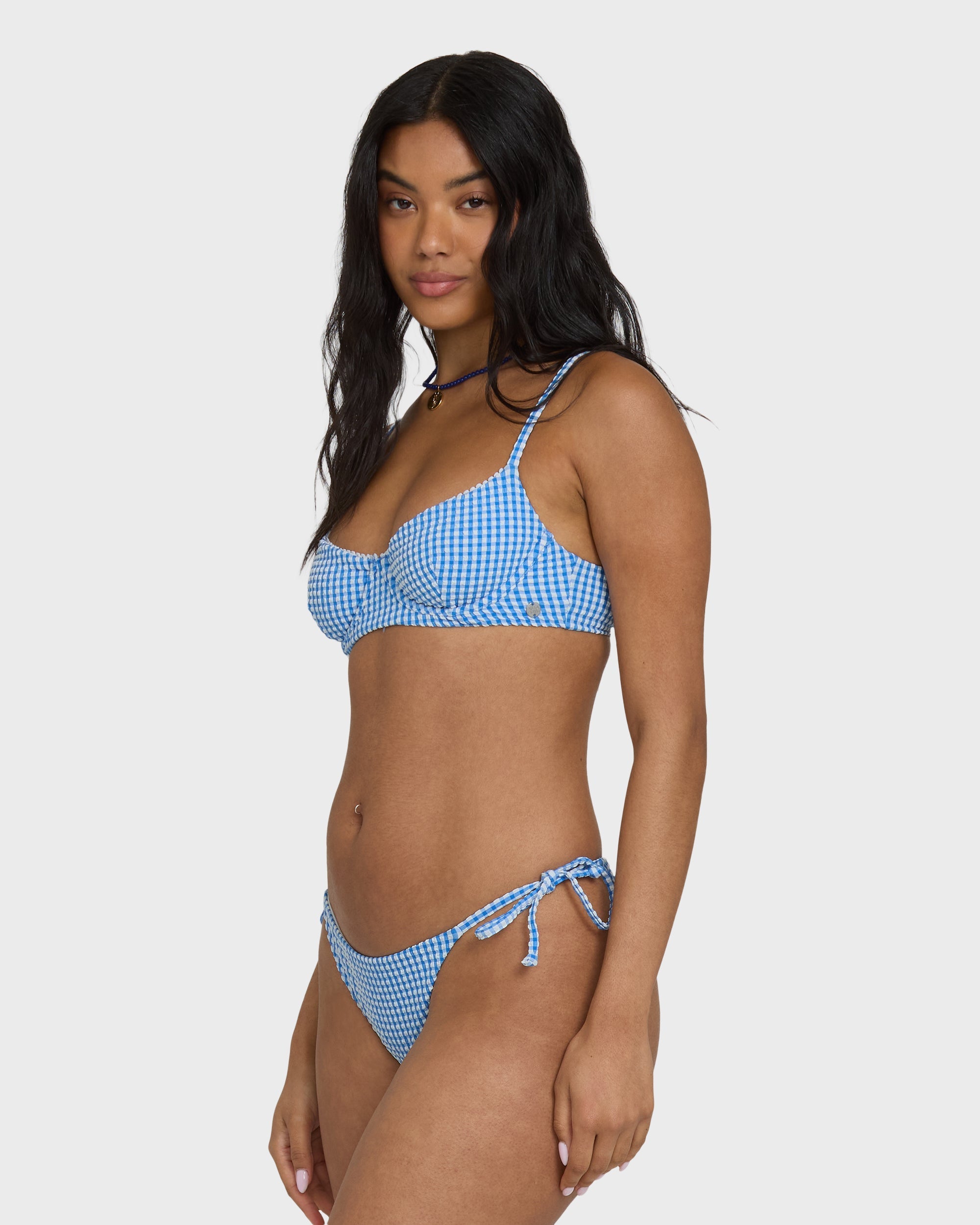 Billabong Mini Wave Check Helena Underwire Bikini Top - True Blue