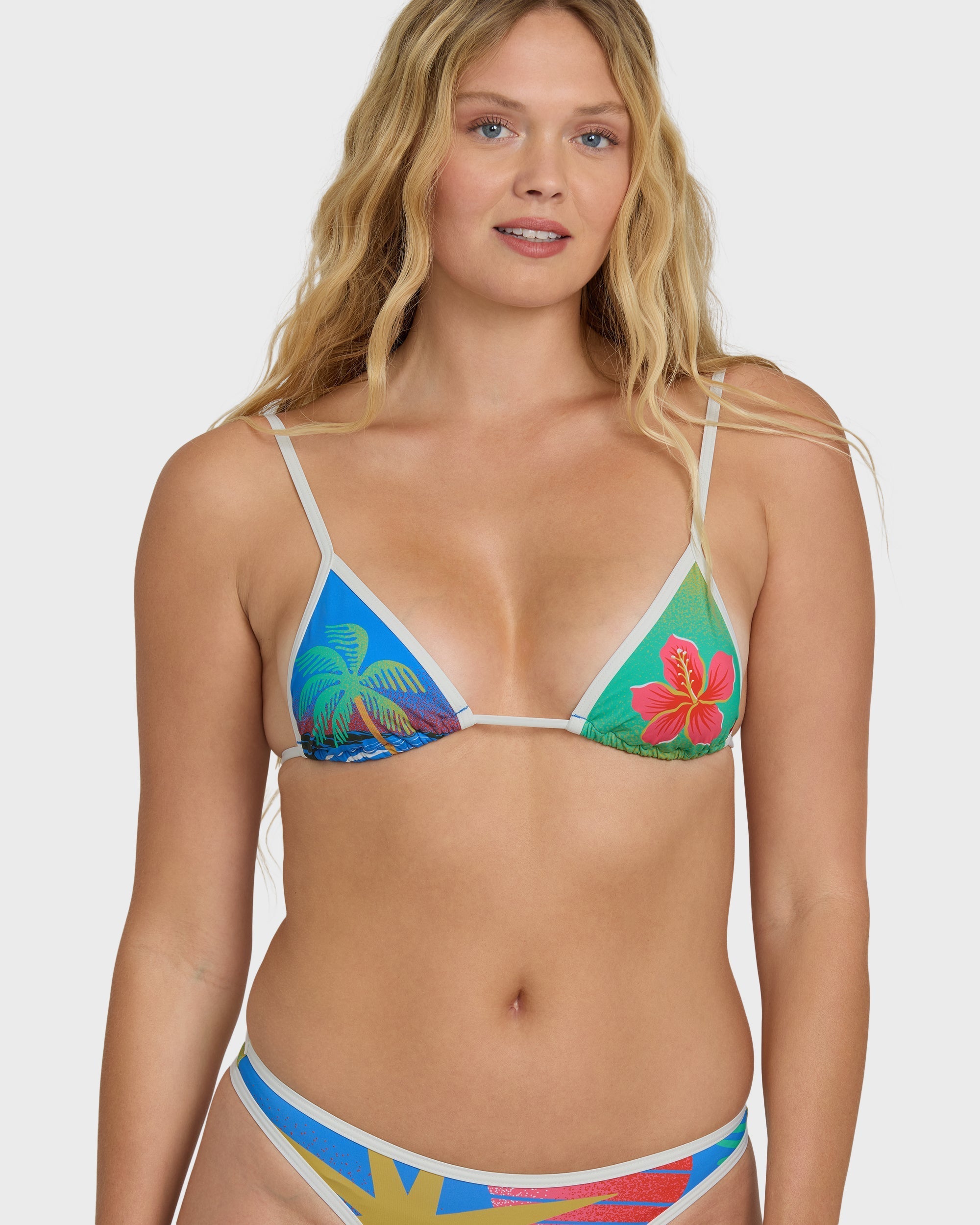 Billabong Midnight Tropics Mini Slide Triangle Bikini Top - True Blue