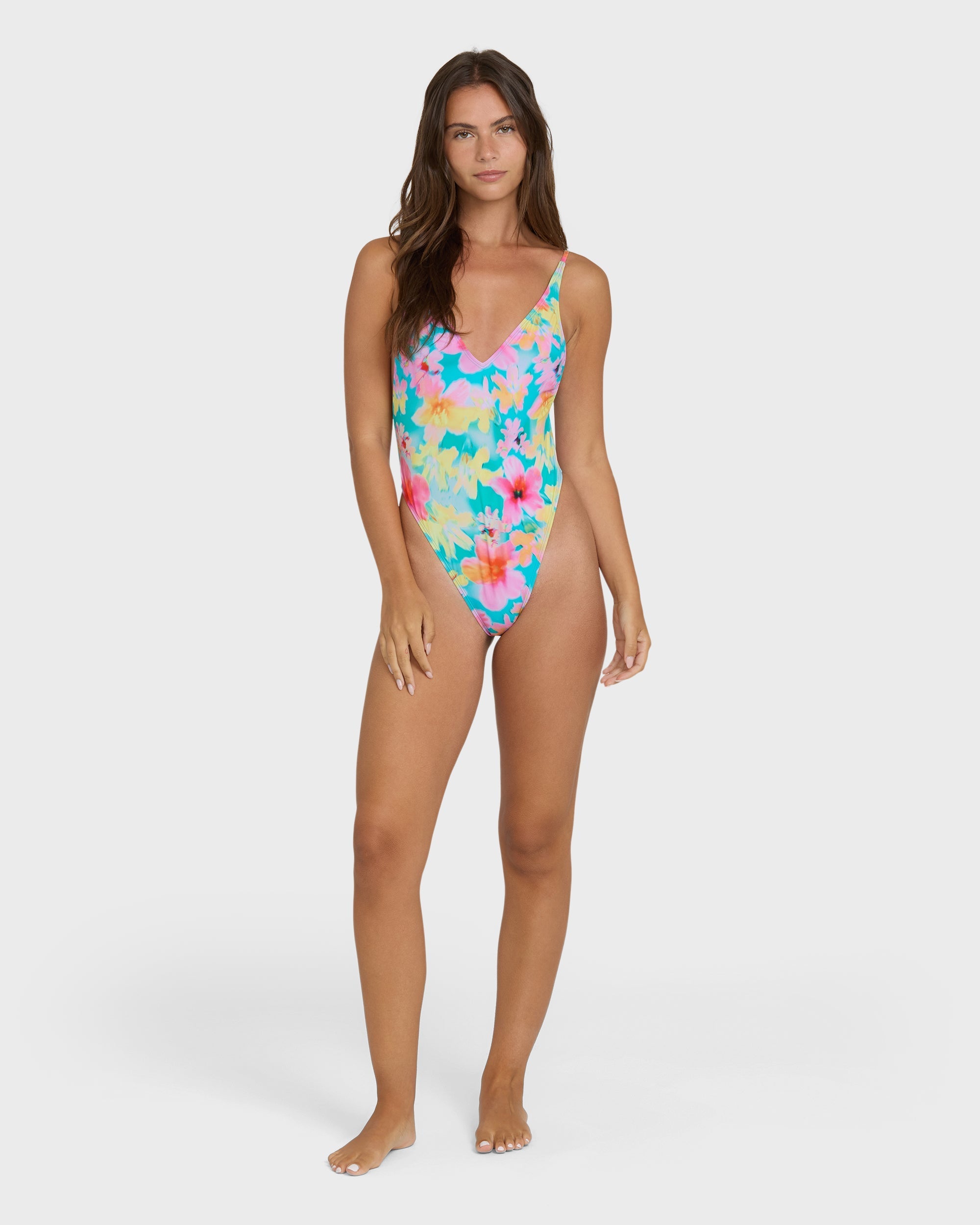 Billabong Pipe Dreams Deep V One-Piece Swimsuit - Bright Marine