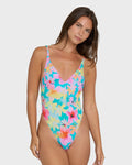 Billabong Pipe Dreams Deep V One-Piece Swimsuit - Bright Marine