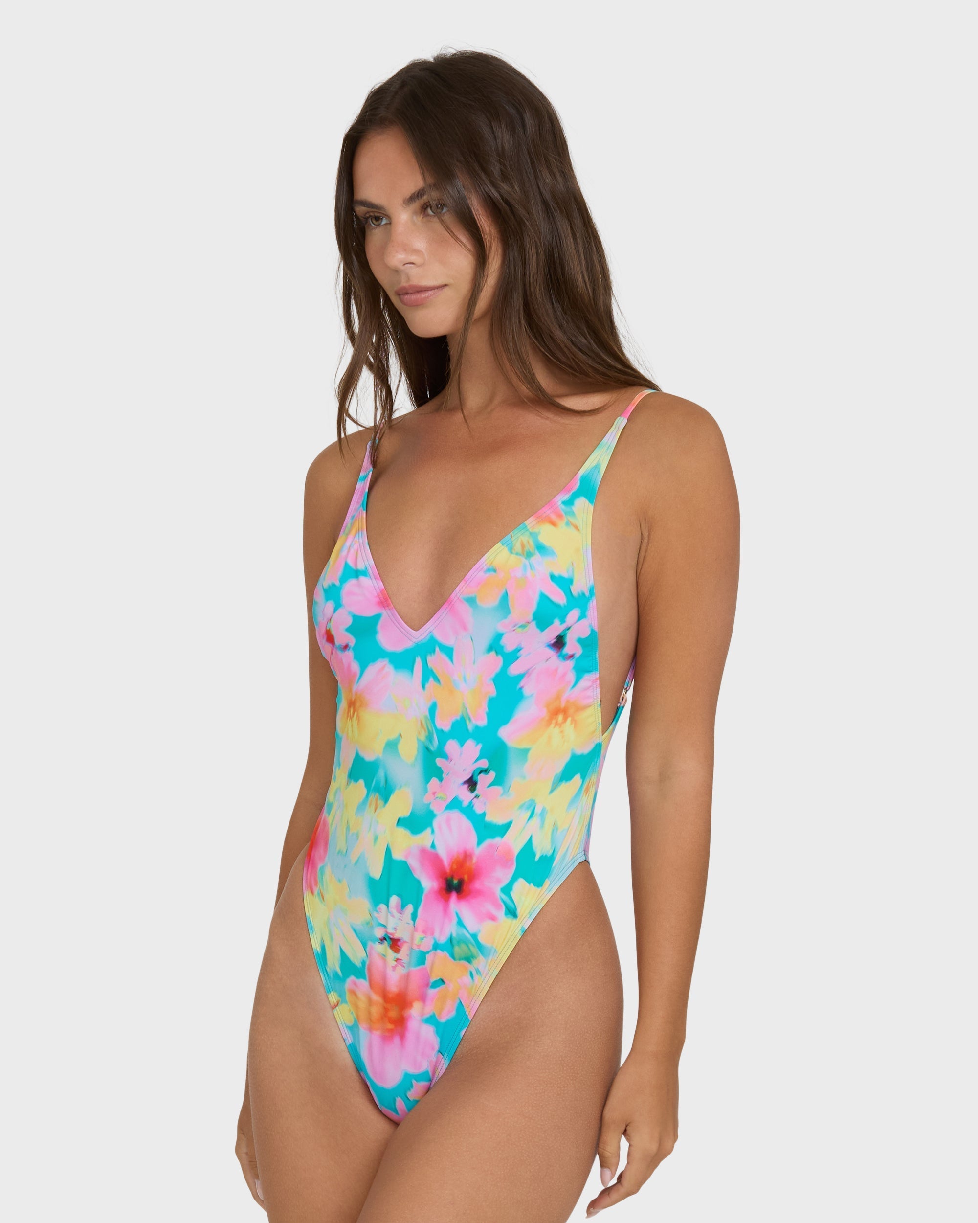 Billabong Pipe Dreams Deep V One-Piece Swimsuit - Bright Marine