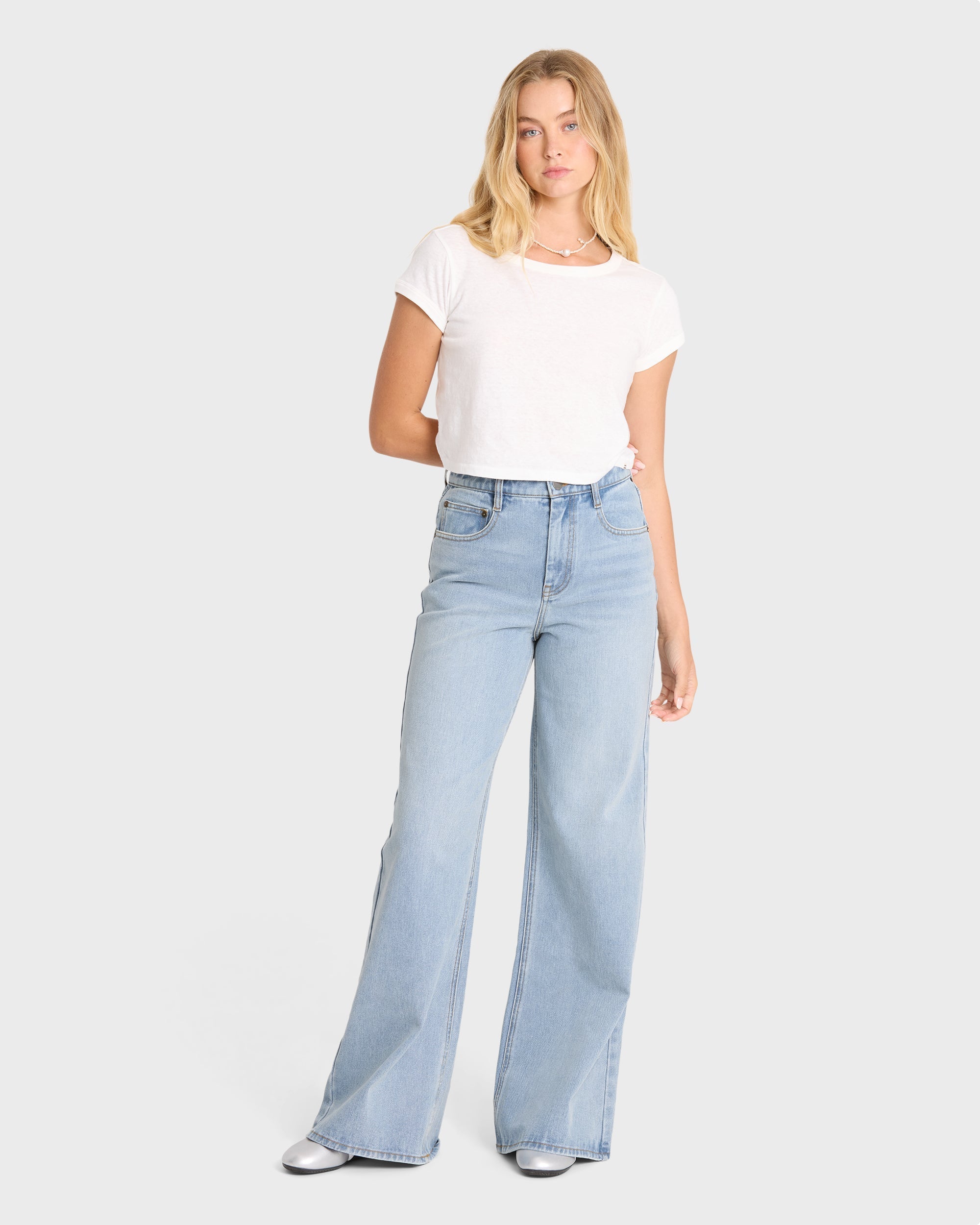 Billabong Free Fall High-Waist Denim Flare Pants - Light Wash