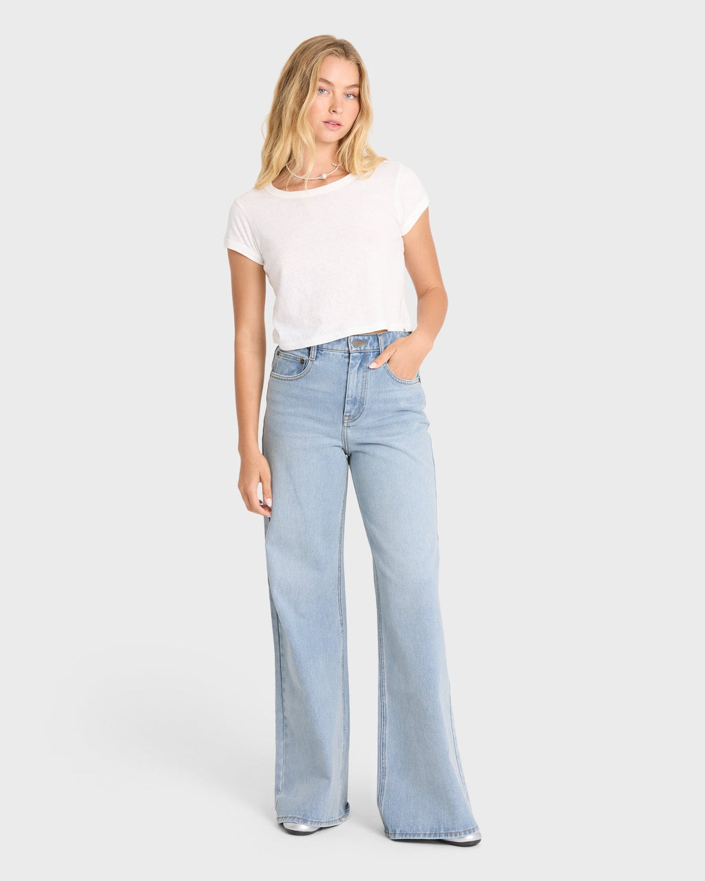 Billabong Free Fall High-Waist Denim Flare Pants - Light Wash