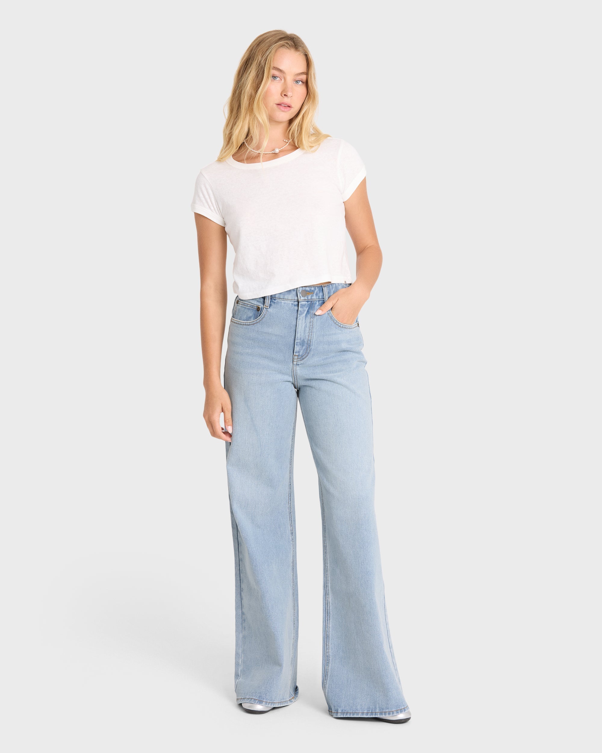 Billabong Free Fall High-Waist Denim Flare Pants - Light Wash