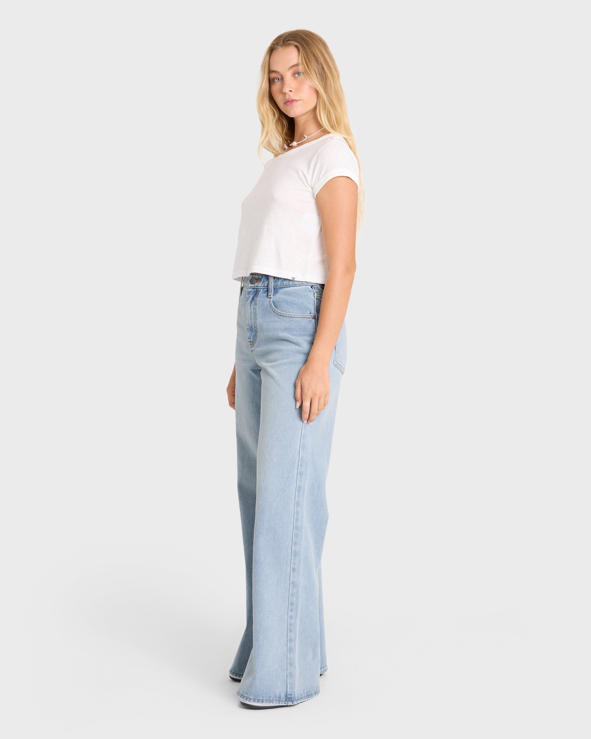 Billabong Free Fall High-Waist Denim Flare Pants - Light Wash