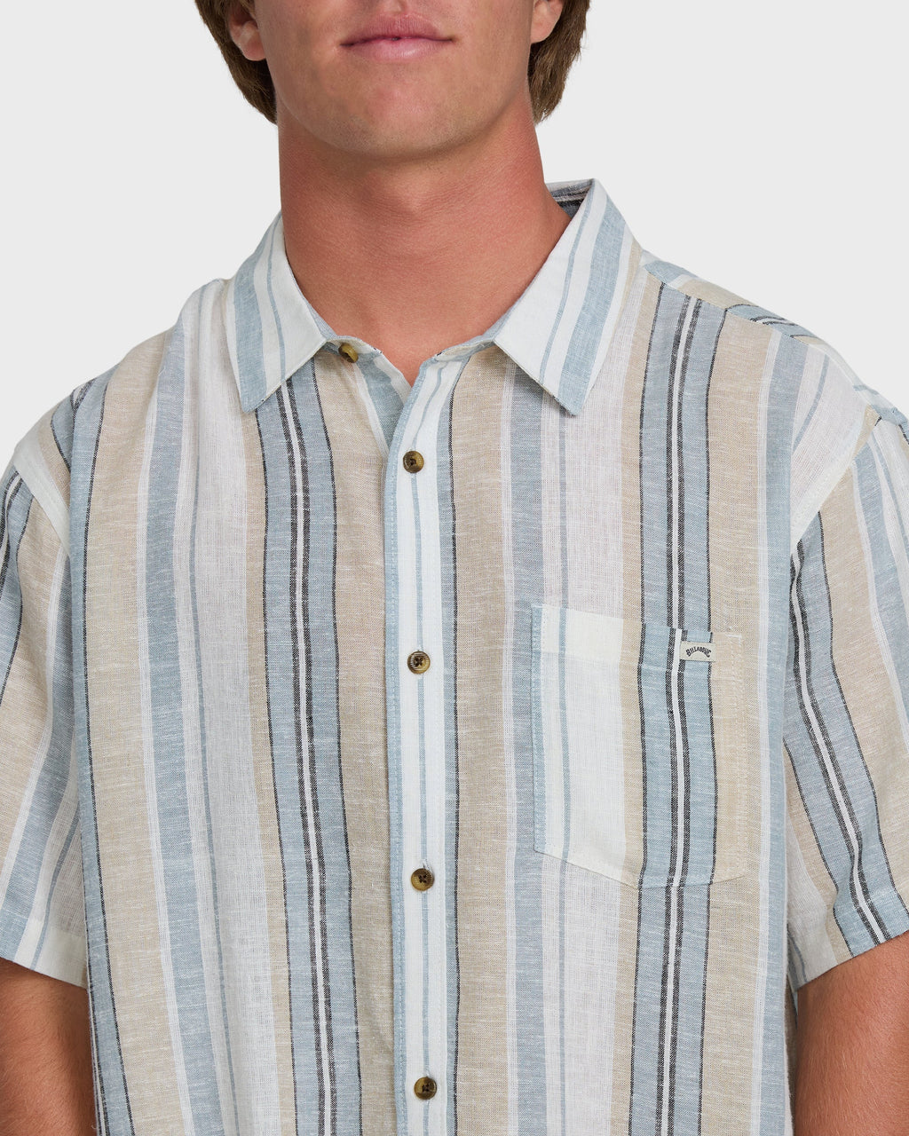 Billabong All Day Stripe Short Sleeve Shirt - Blue/White