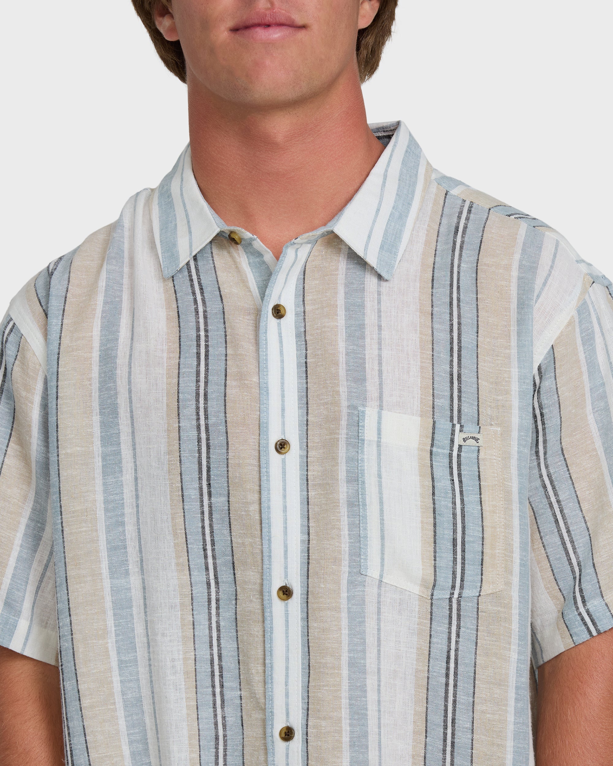 Billabong All Day Stripe Short Sleeve Shirt - Blue/White