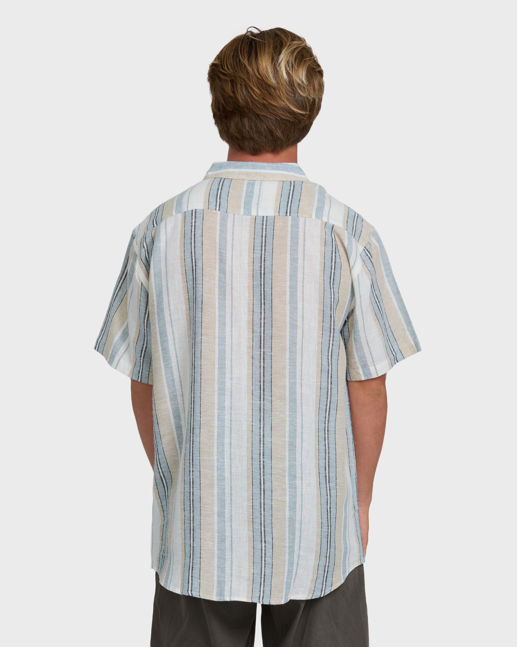 Billabong All Day Stripe Short Sleeve Shirt - Blue/White