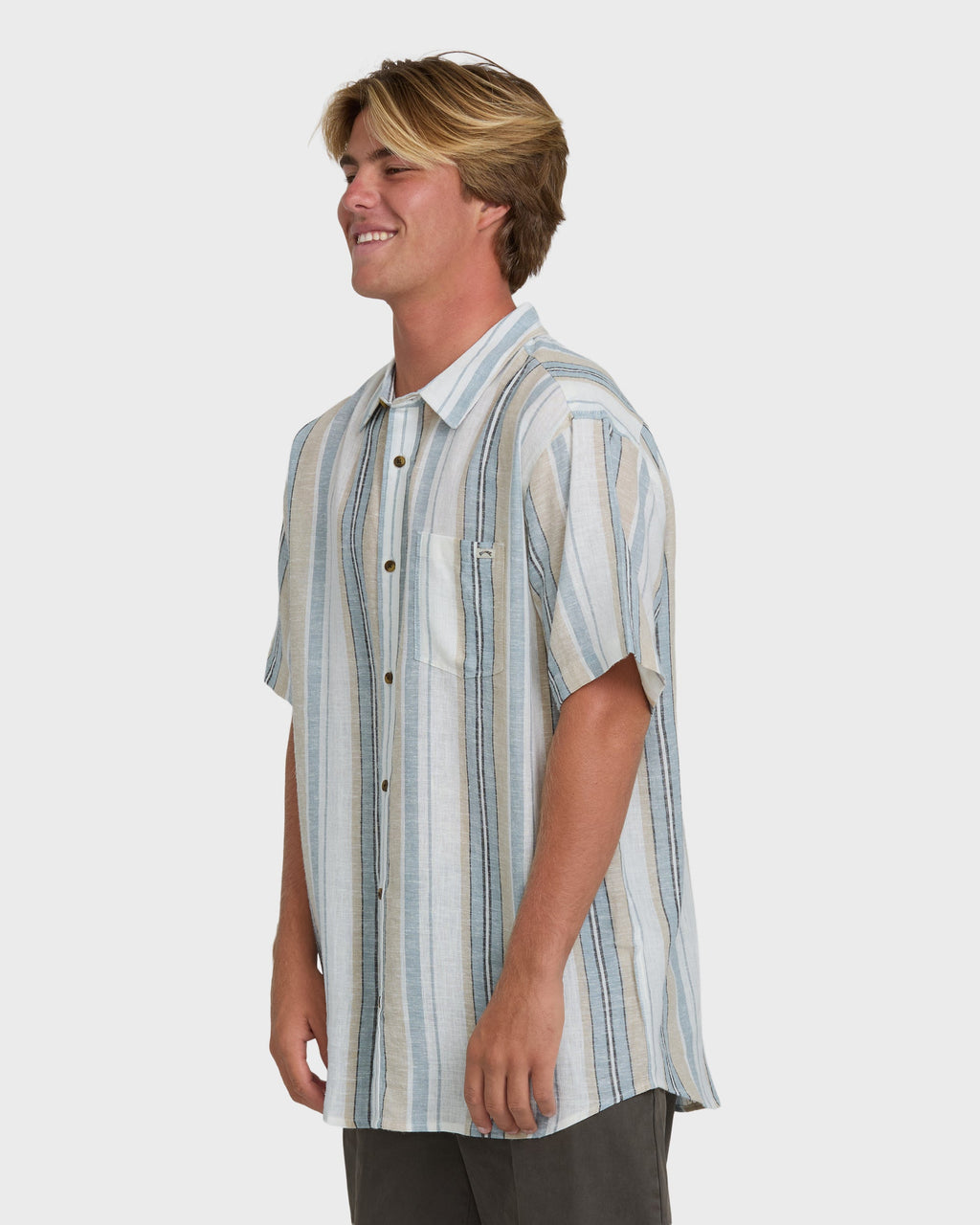 Billabong All Day Stripe Short Sleeve Shirt - Blue/White