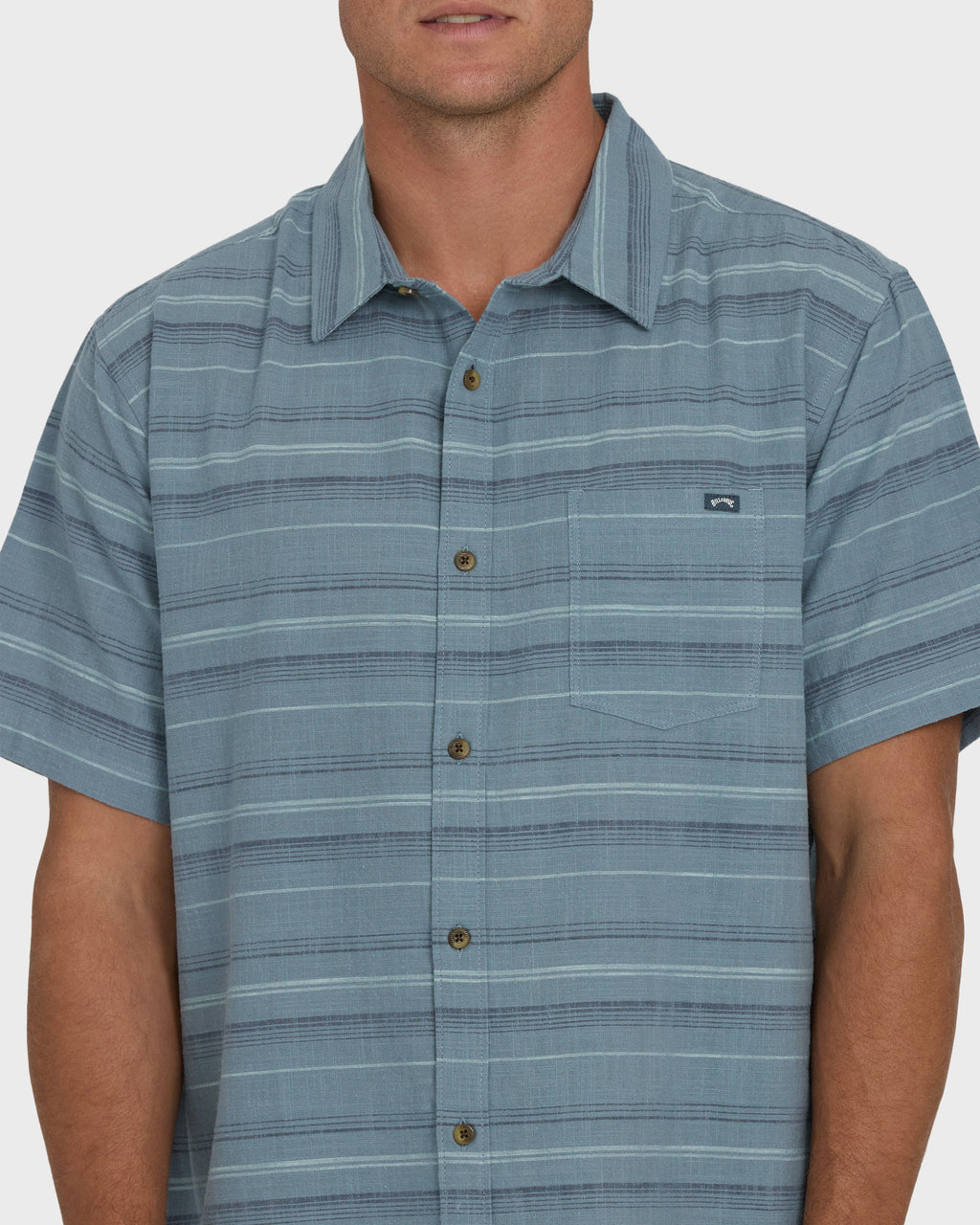 Billabong All Day Stripe Short Sleeve Shirt - Blue Fog