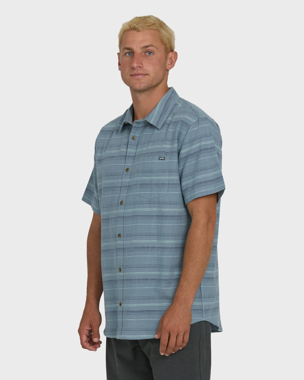 Billabong All Day Stripe Short Sleeve Shirt - Blue Fog