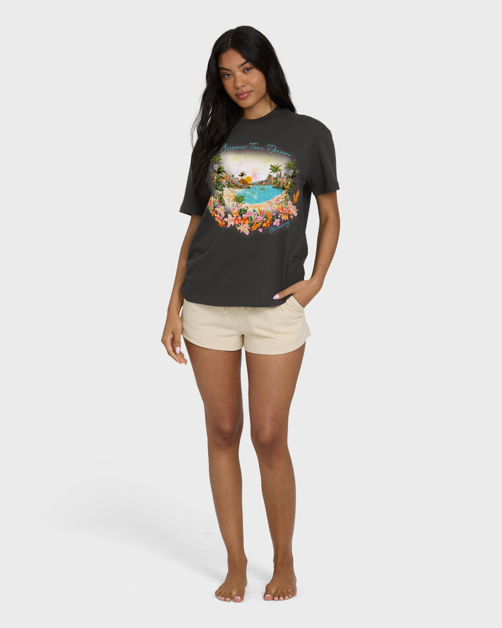 Billabong Rays Of Joy Short Sleeve Knit T-Shirt - Off Black