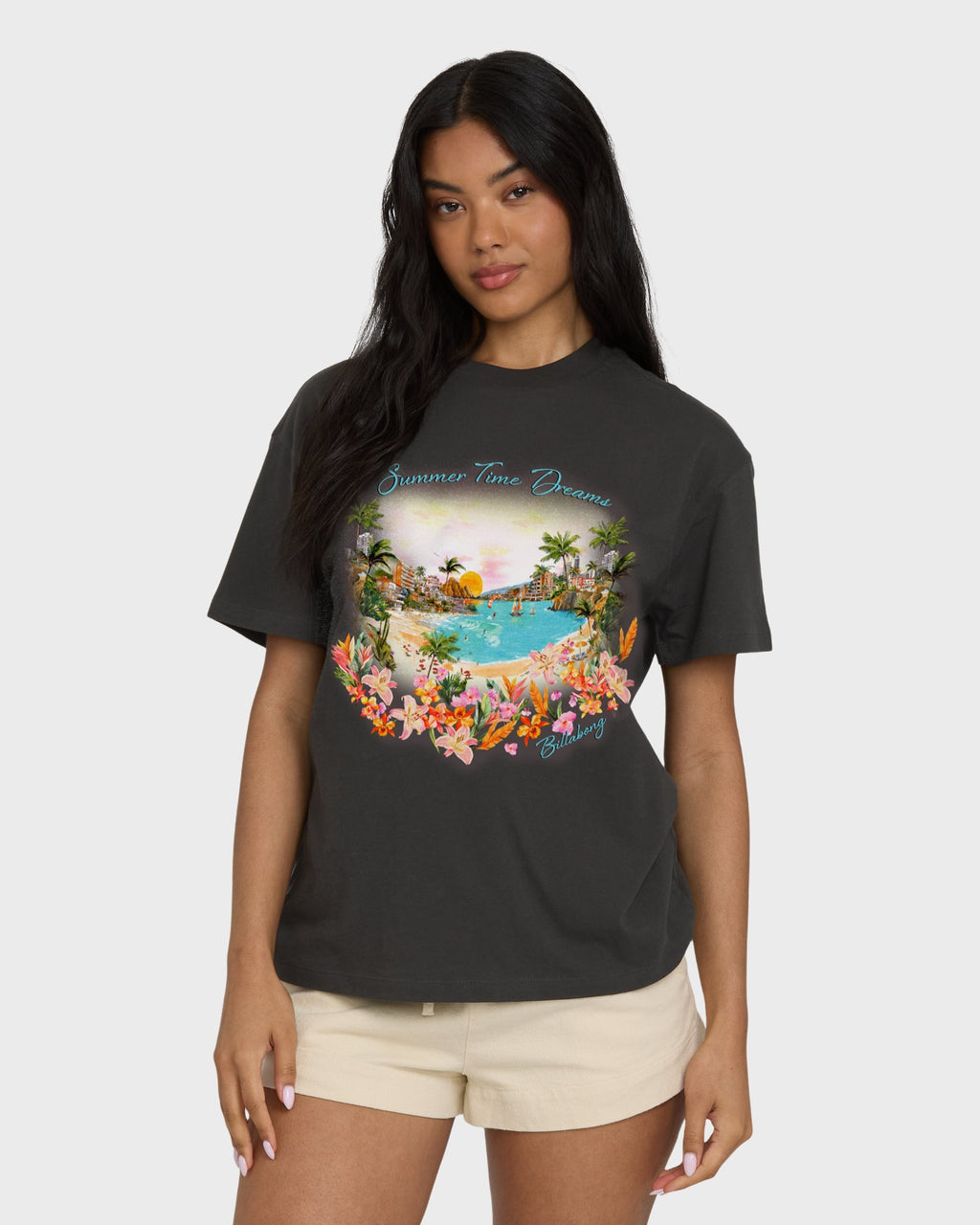 Billabong Rays Of Joy Short Sleeve Knit T-Shirt - Off Black