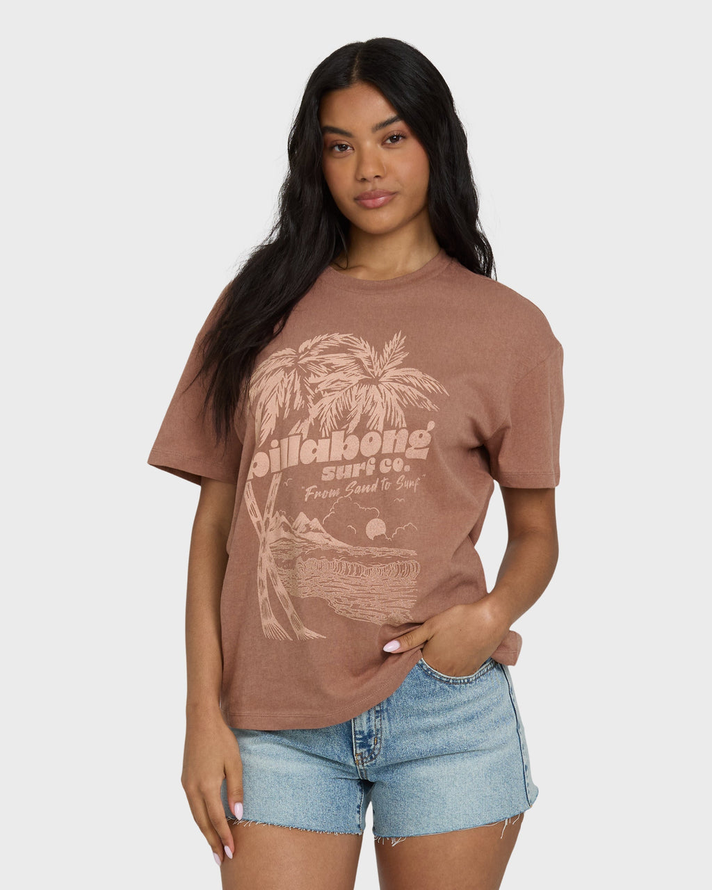 Billabong Sand To Surf Short Sleeve Knit Graphic T-Shirt - Brown Stone