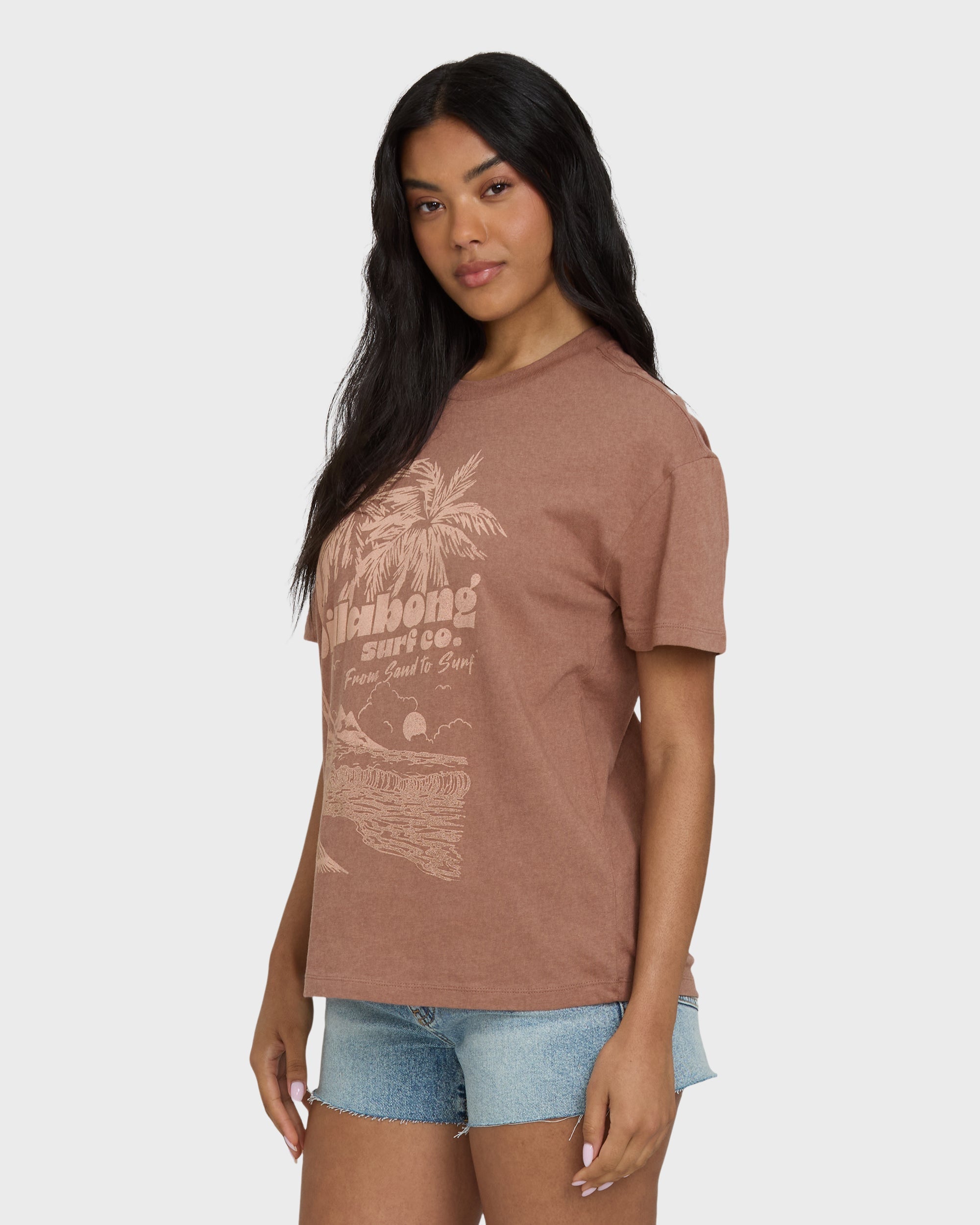 Billabong Sand To Surf Short Sleeve Knit Graphic T-Shirt - Brown Stone
