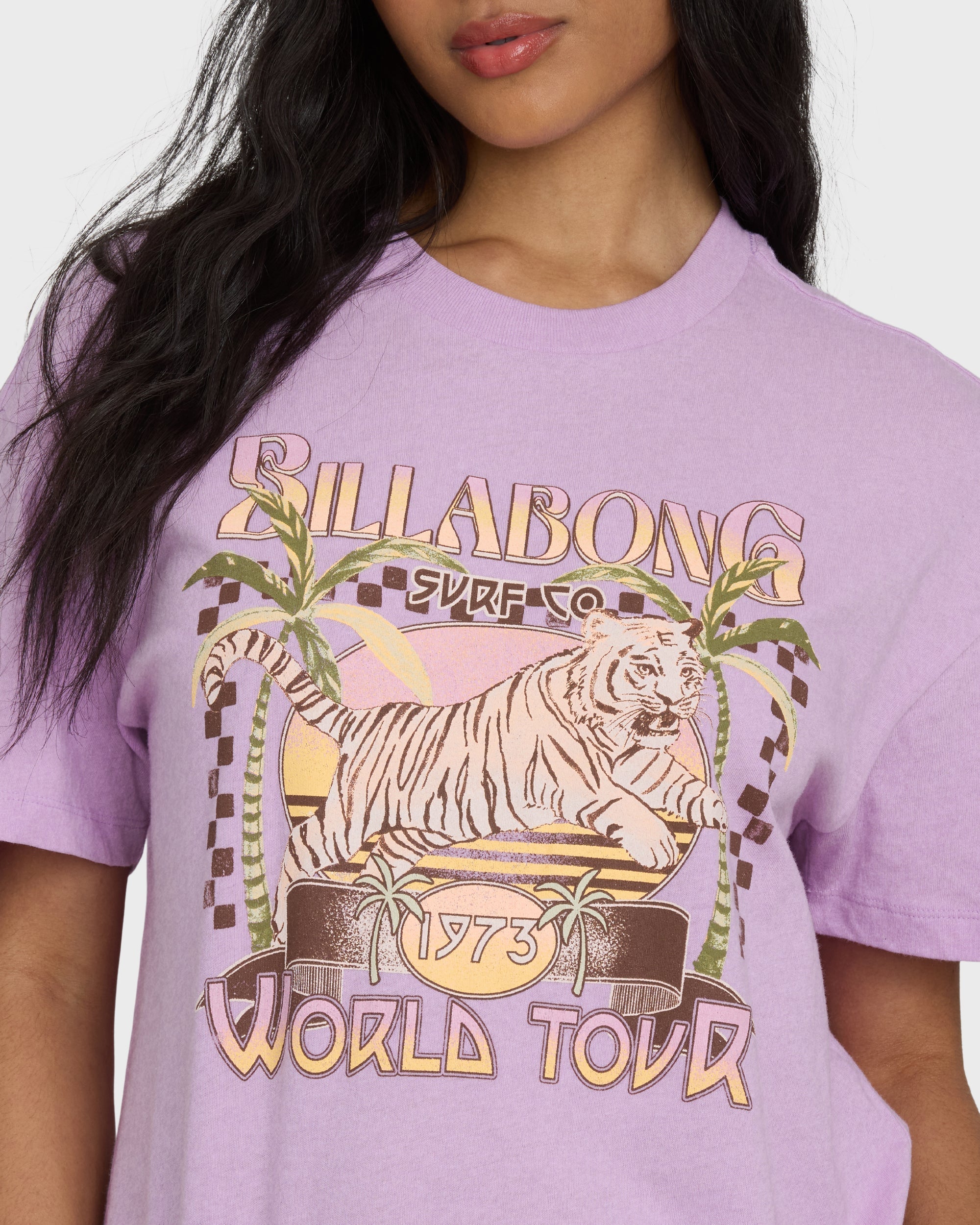 Billabong Reach High Short Sleeve Knit Graphic T-Shirt - Vintage Violet