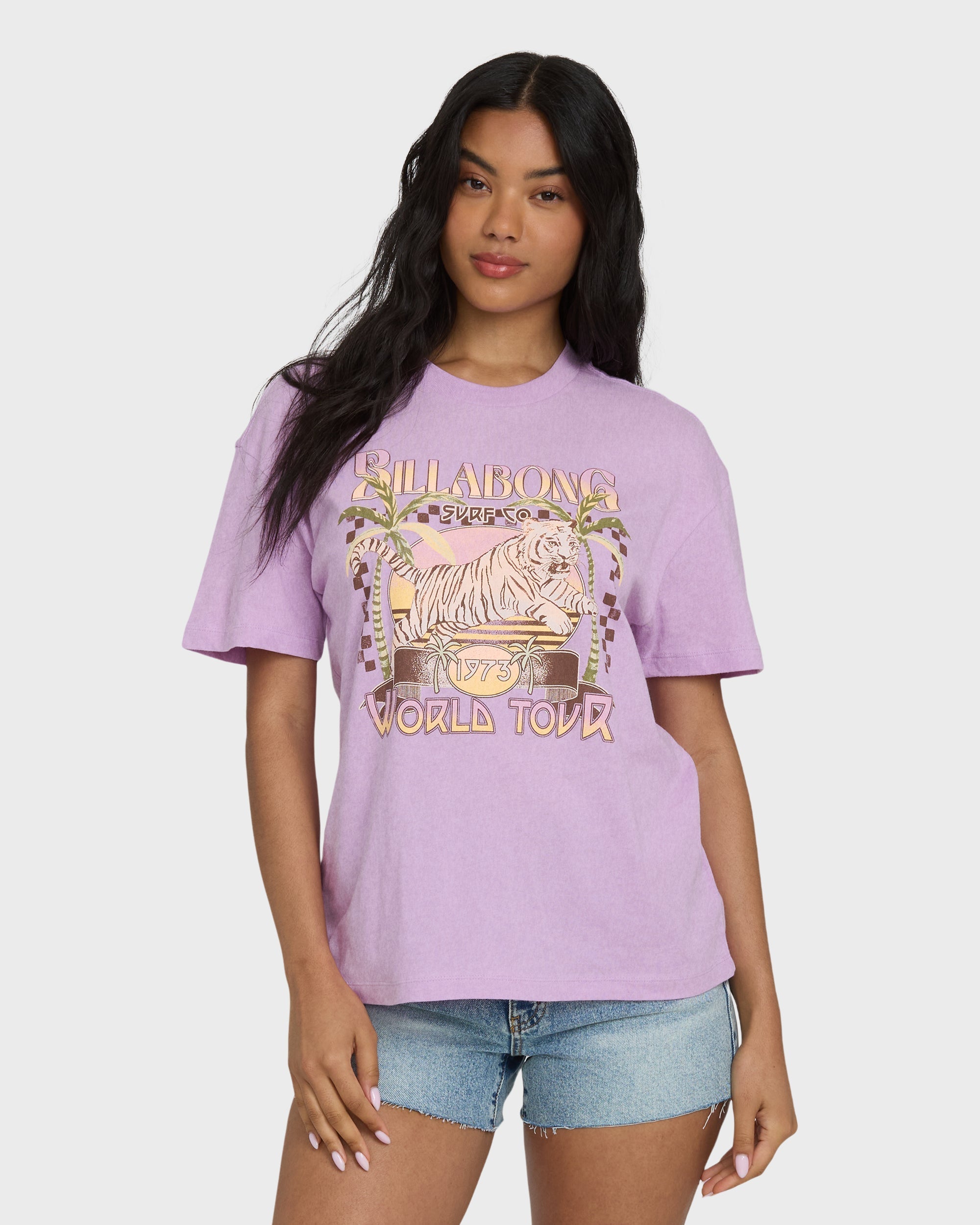 Billabong Reach High Short Sleeve Knit Graphic T-Shirt - Vintage Violet