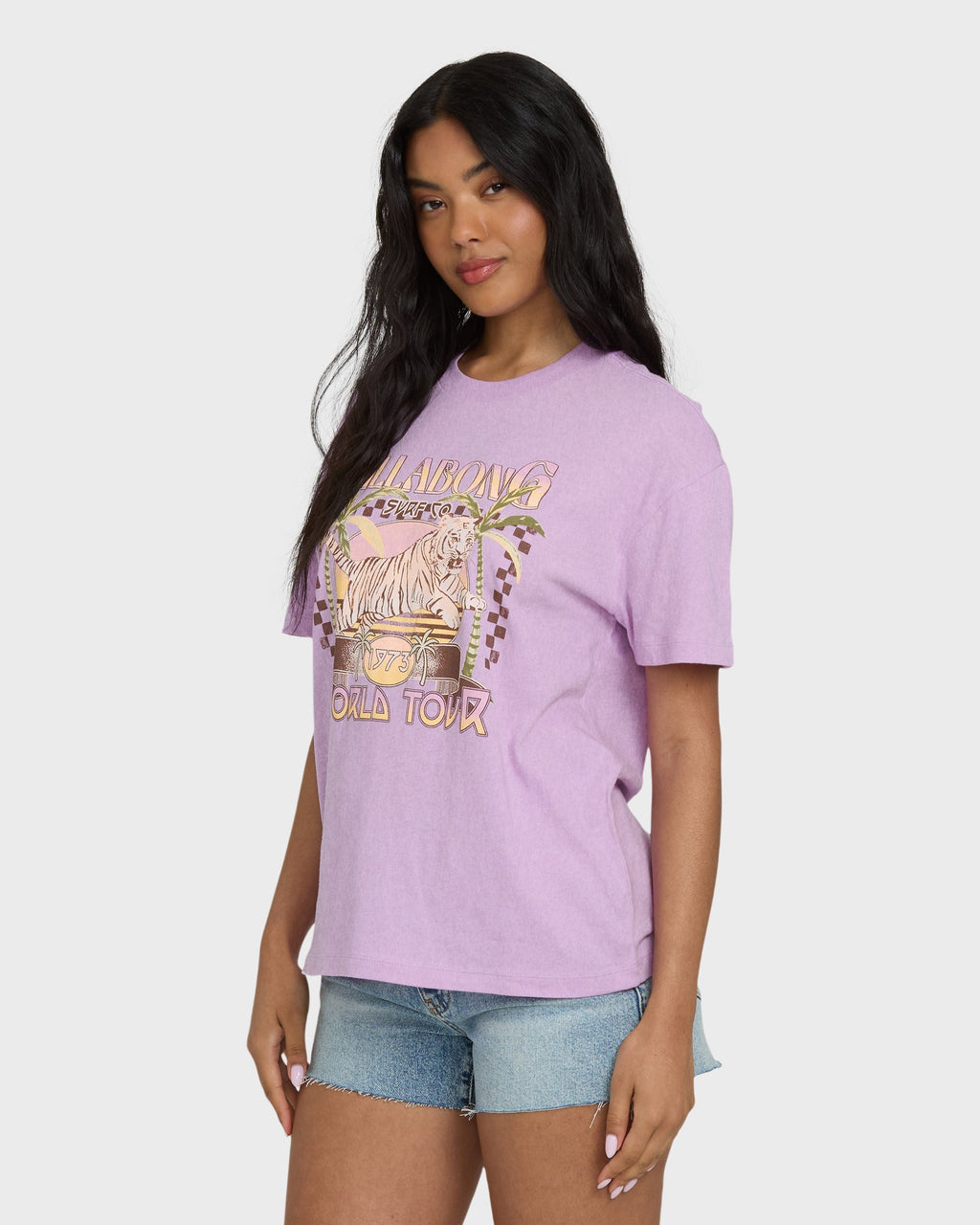 Billabong Reach High Short Sleeve Knit Graphic T-Shirt - Vintage Violet