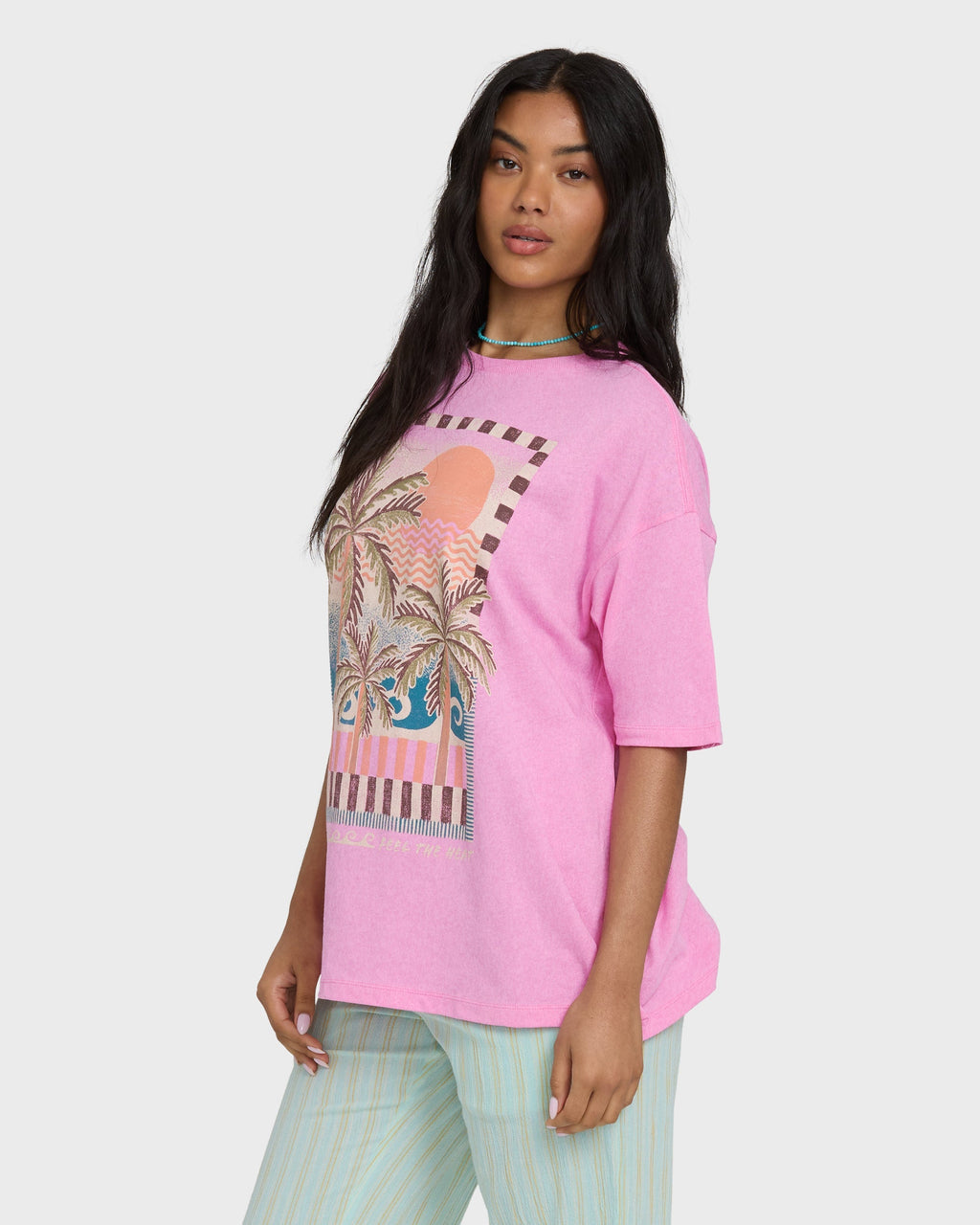 Billabong Feel The Heat Short Sleeve Knit T-Shirt - Party Pink