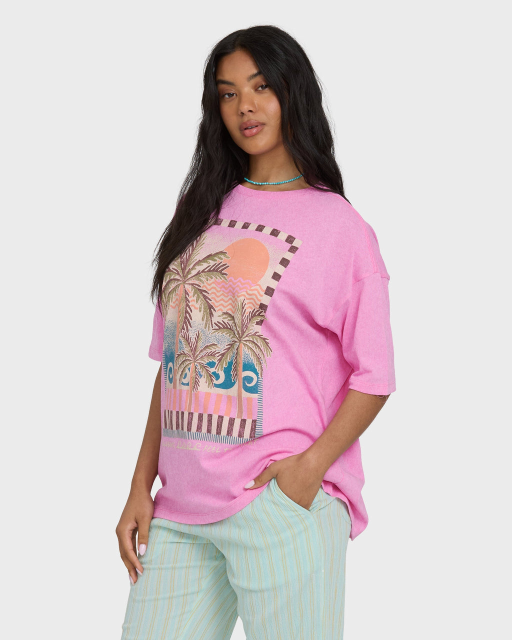 Billabong Feel The Heat Short Sleeve Knit T-Shirt - Party Pink