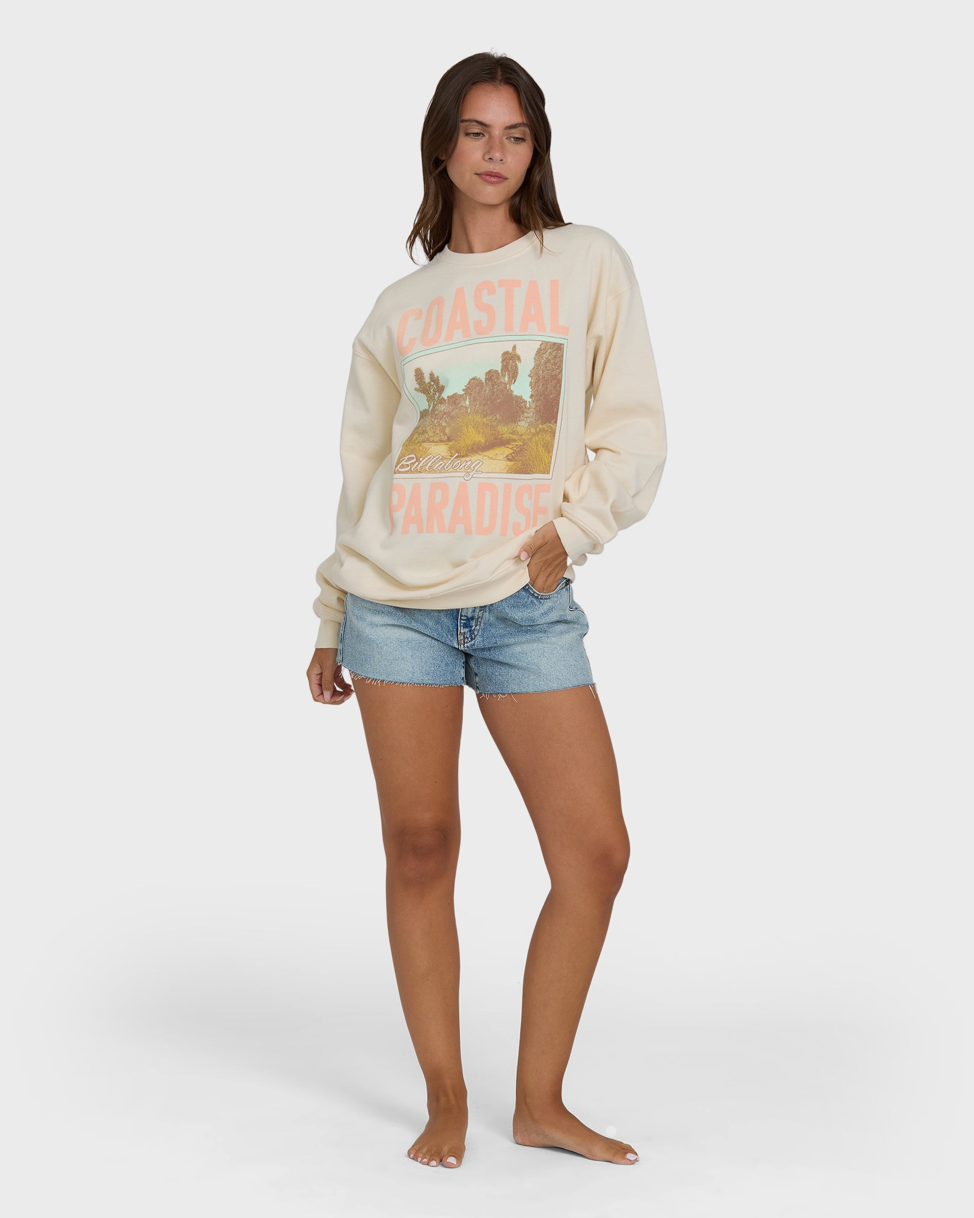 Billabong Coastal Paradise Crewneck Sweatshirt - White Cap