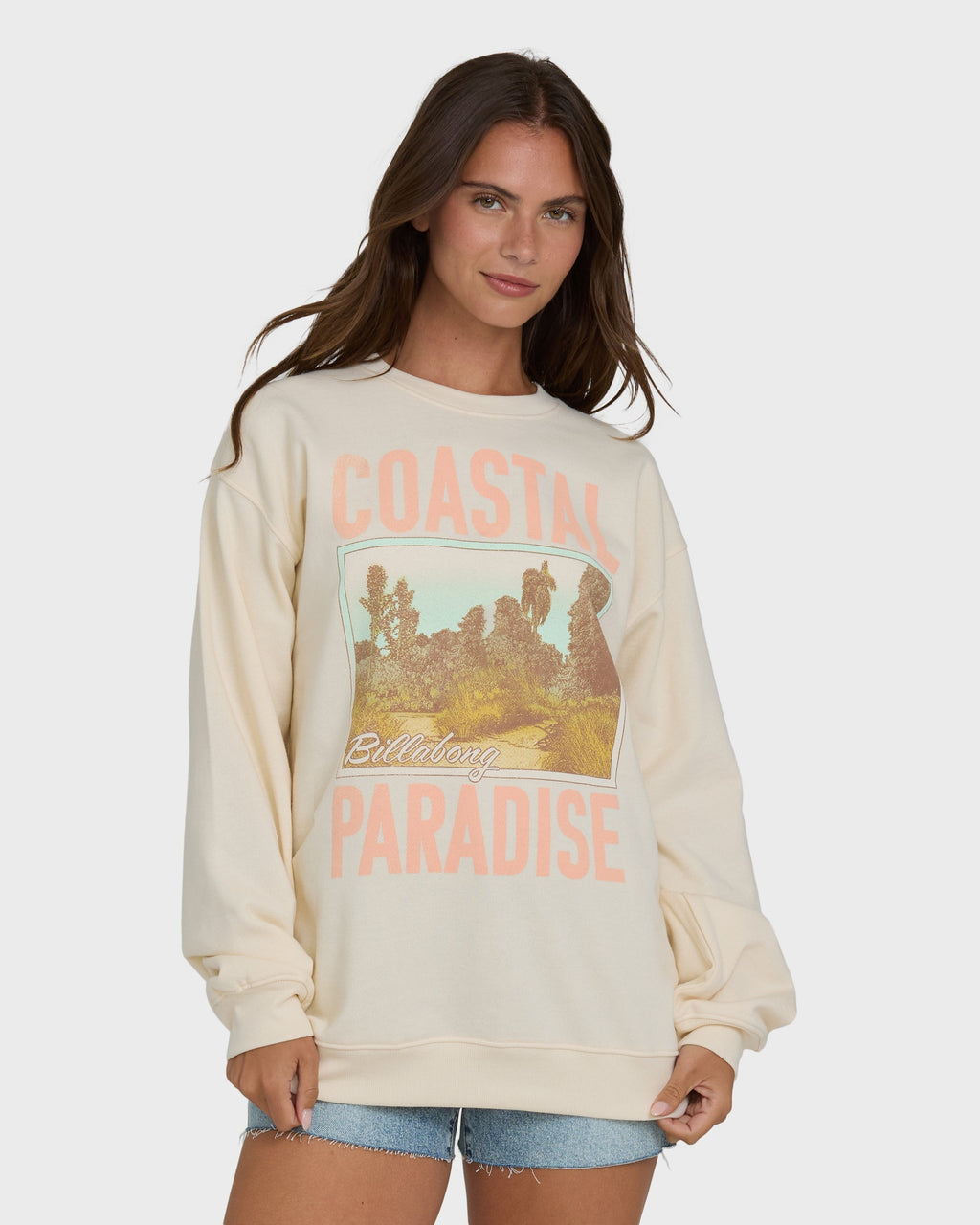 Billabong Coastal Paradise Crewneck Sweatshirt - White Cap