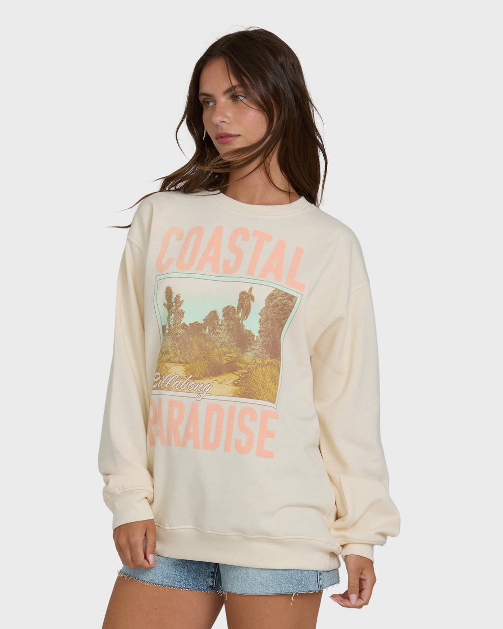 Billabong Coastal Paradise Crewneck Sweatshirt - White Cap