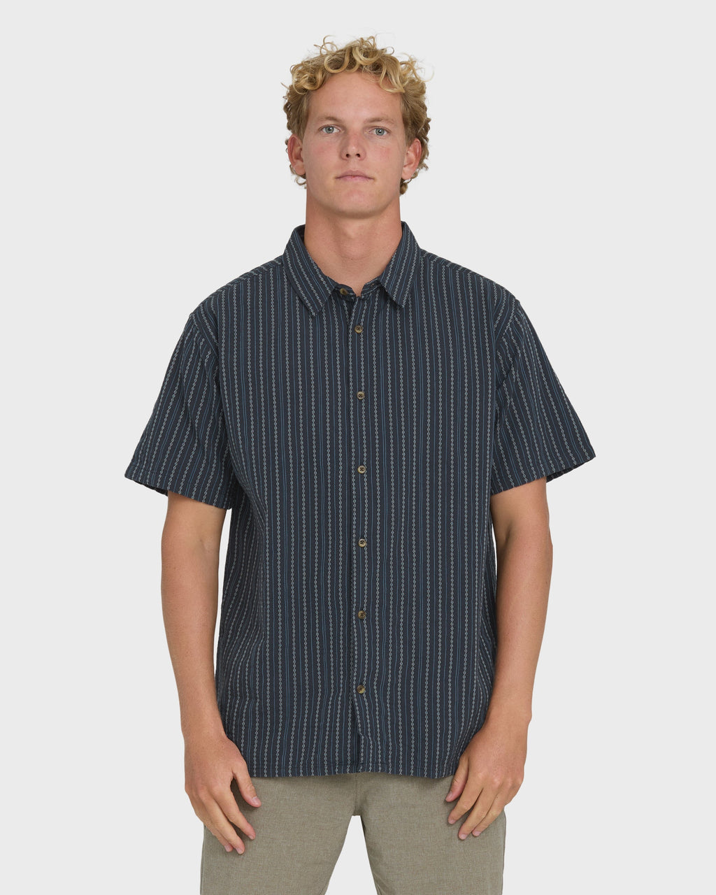 Billabong Garage Sandon Jacquard Short Sleeve Woven Shirt - True Navy
