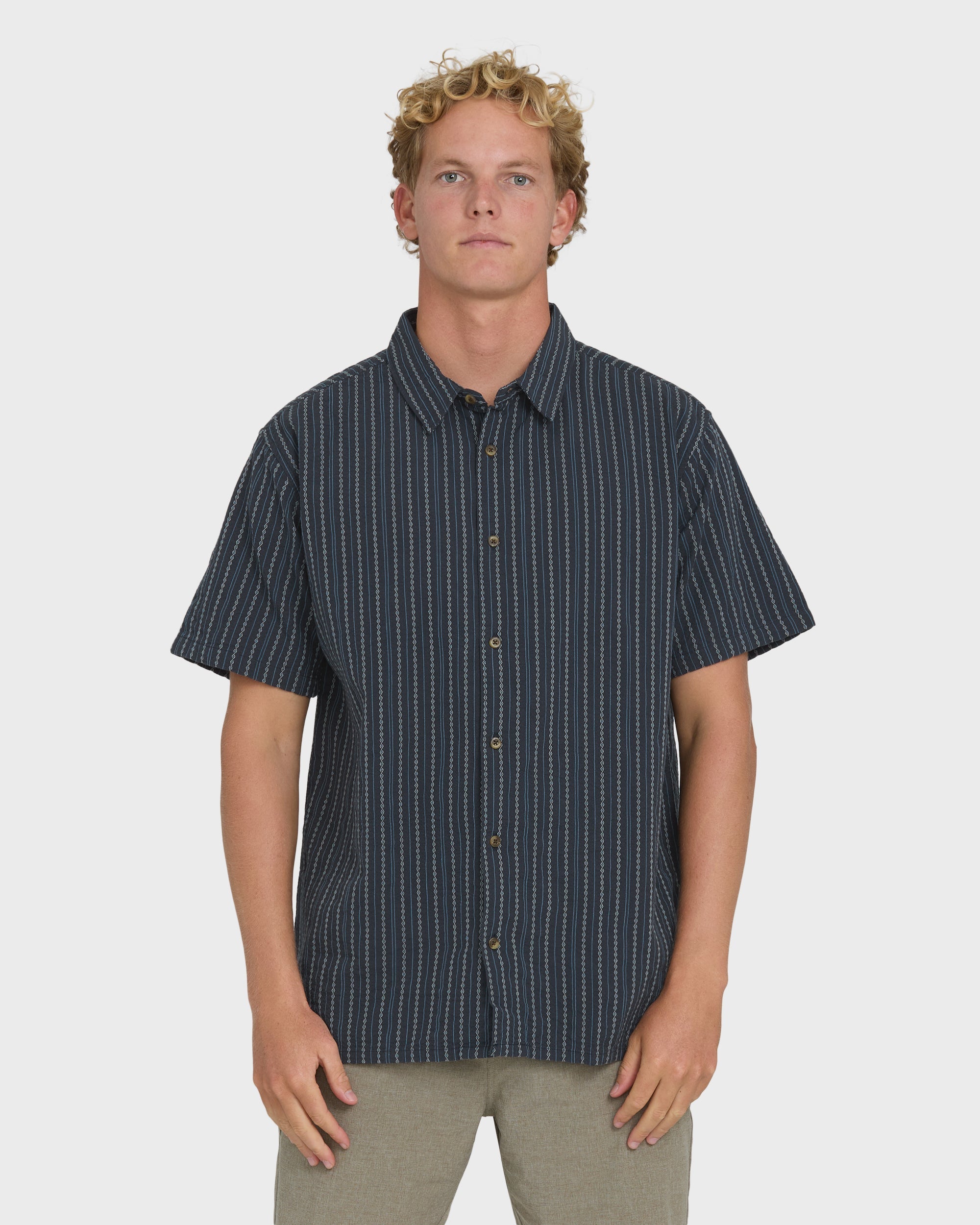 Billabong Garage Sandon Jacquard Short Sleeve Woven Shirt - True Navy